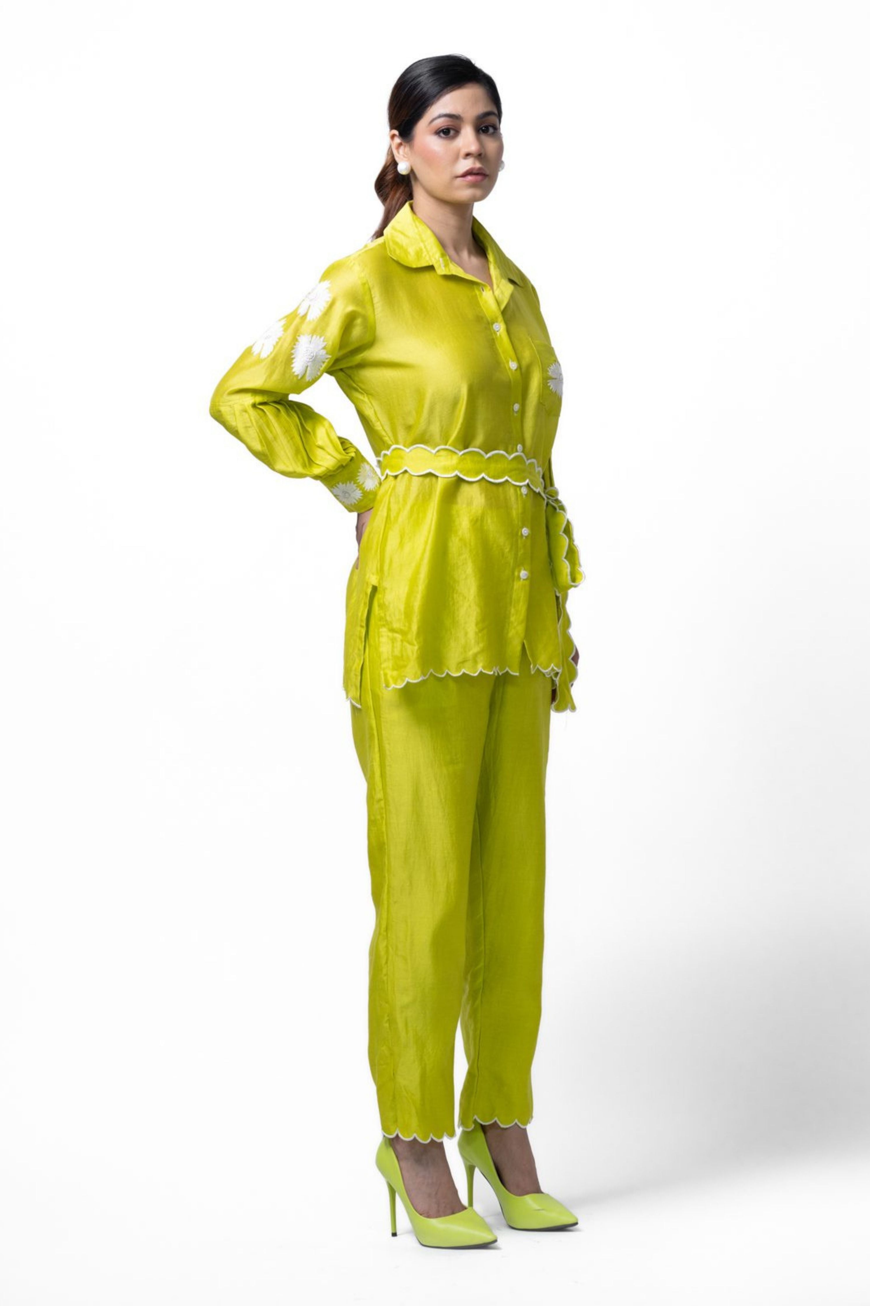 Neon Green Pleated Coord Set
