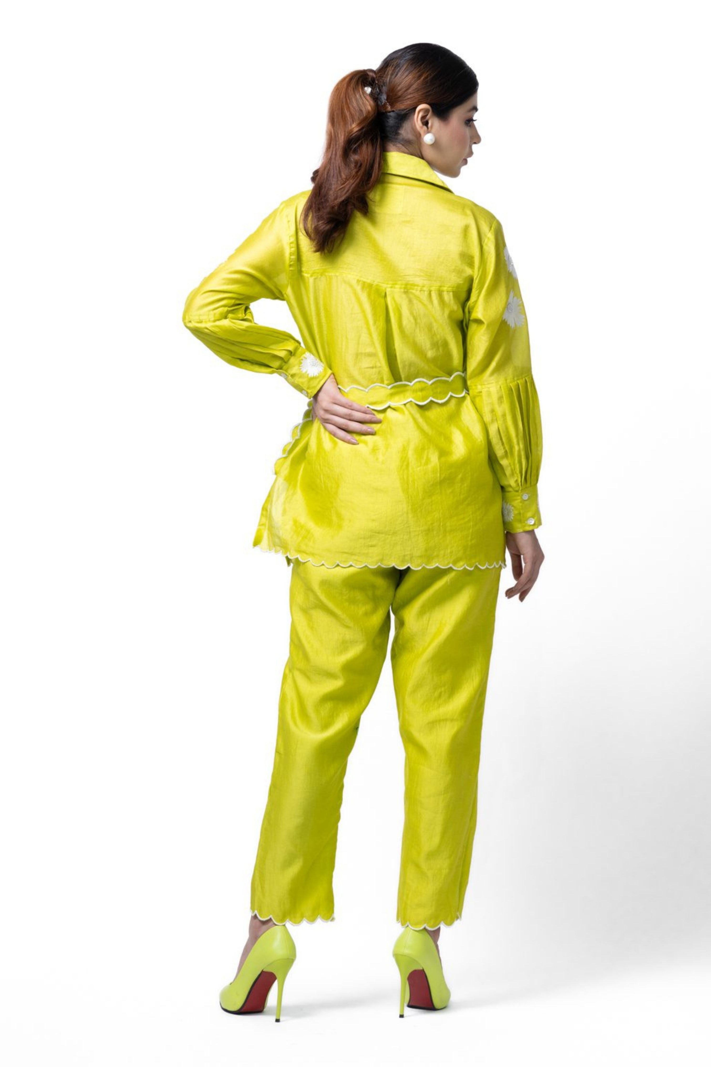 Neon Green Pleated Coord Set