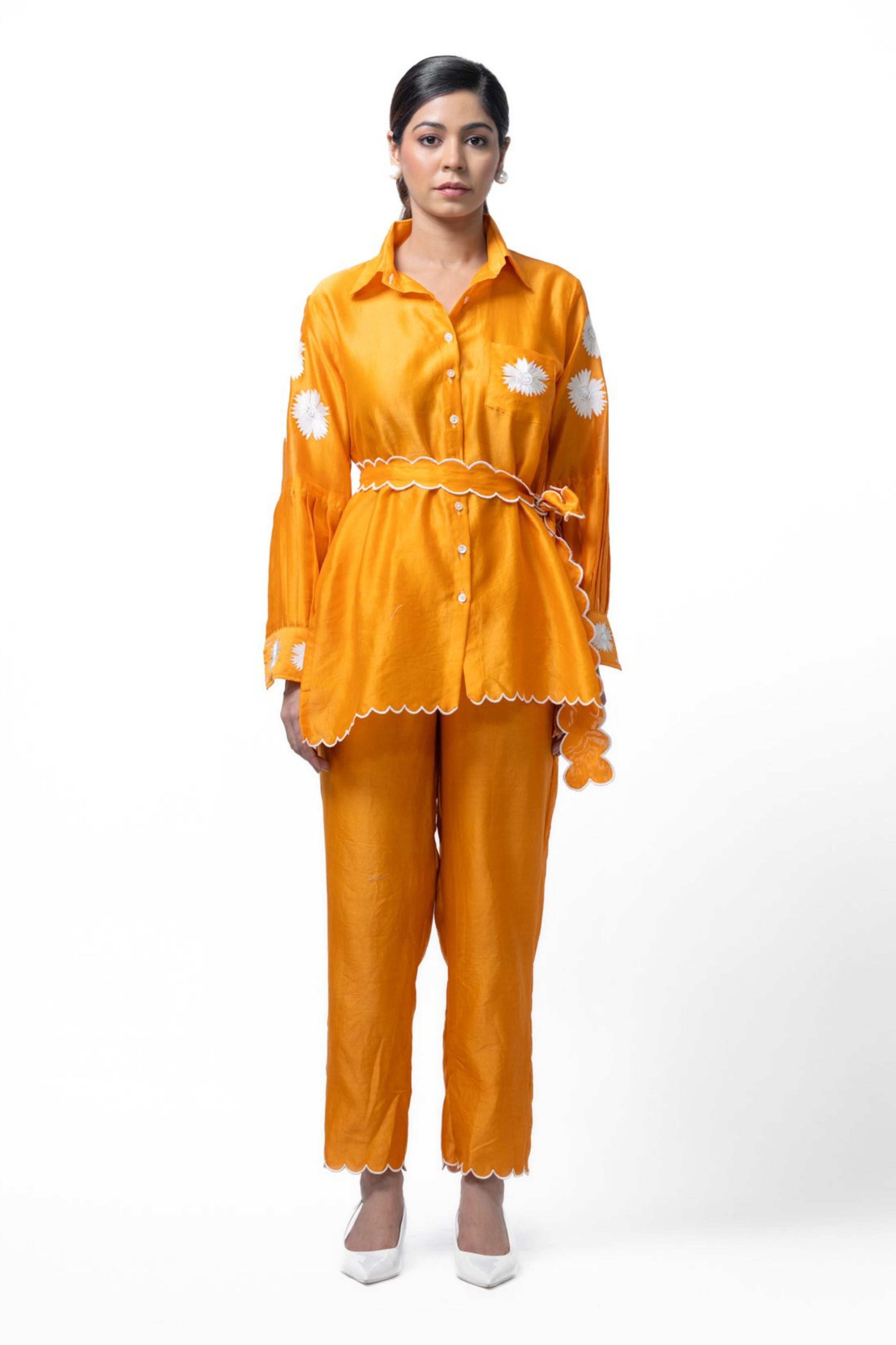 Saffron Pleated Coord Set