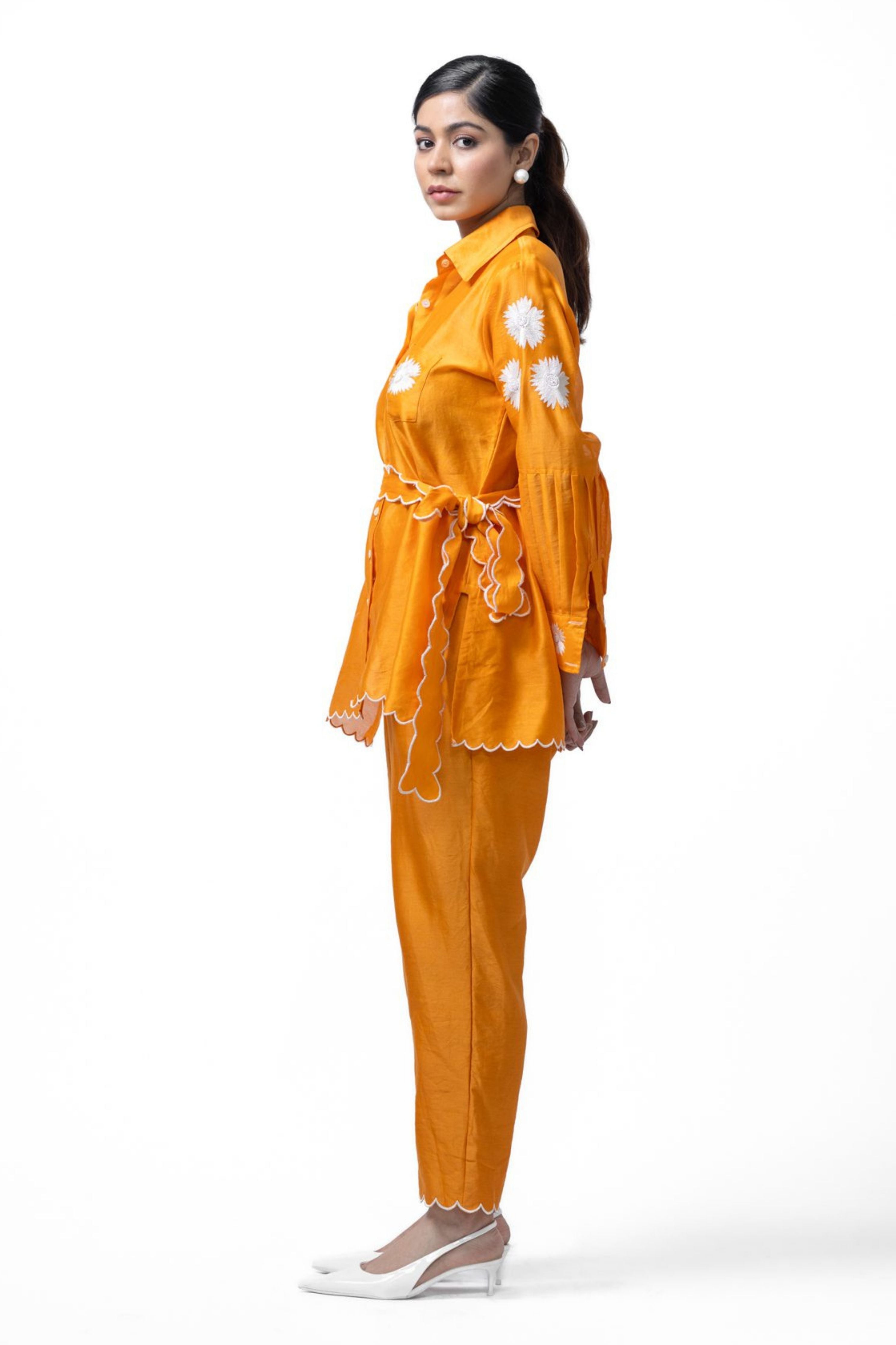 Saffron Pleated Coord Set