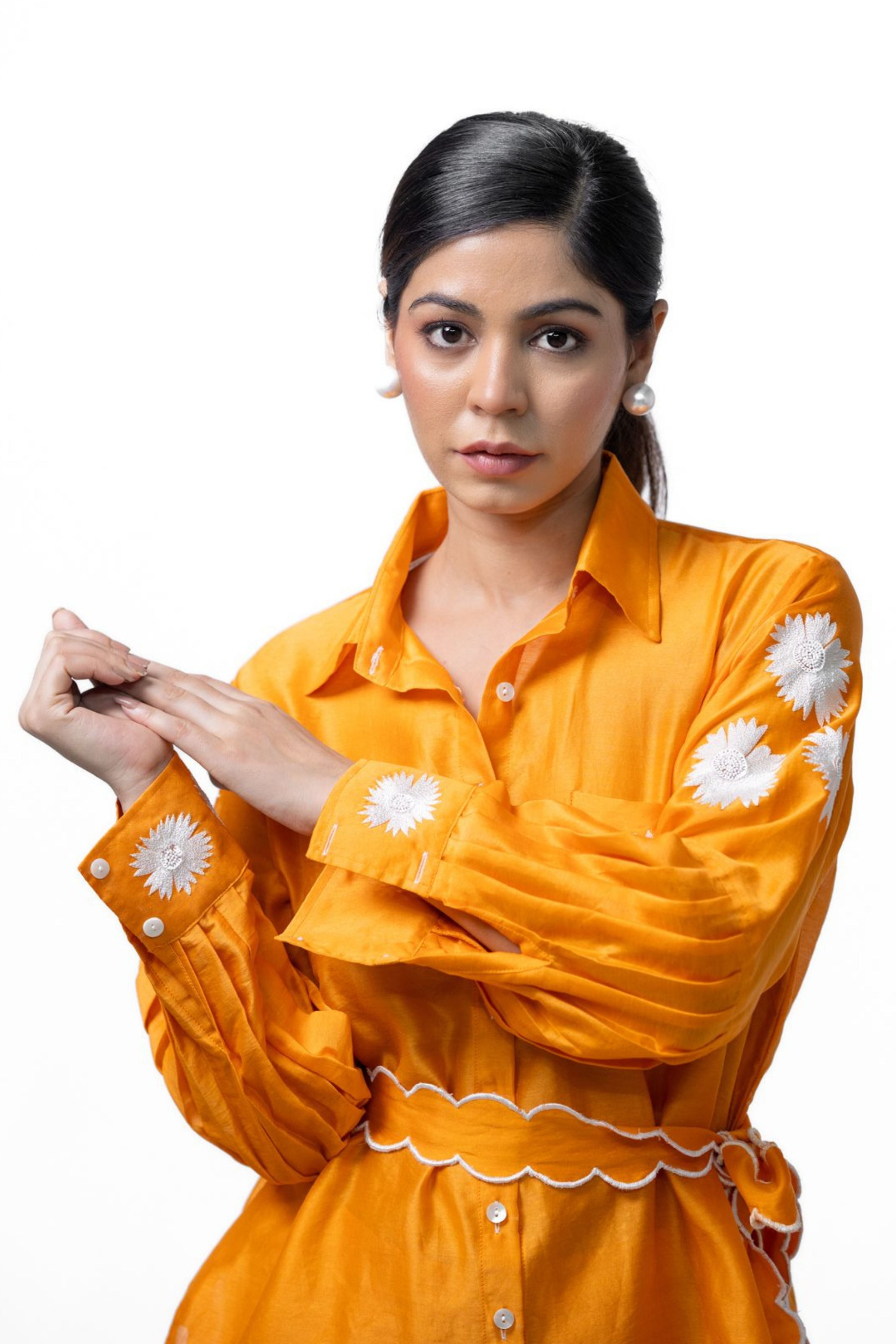 Saffron Pleated Coord Set