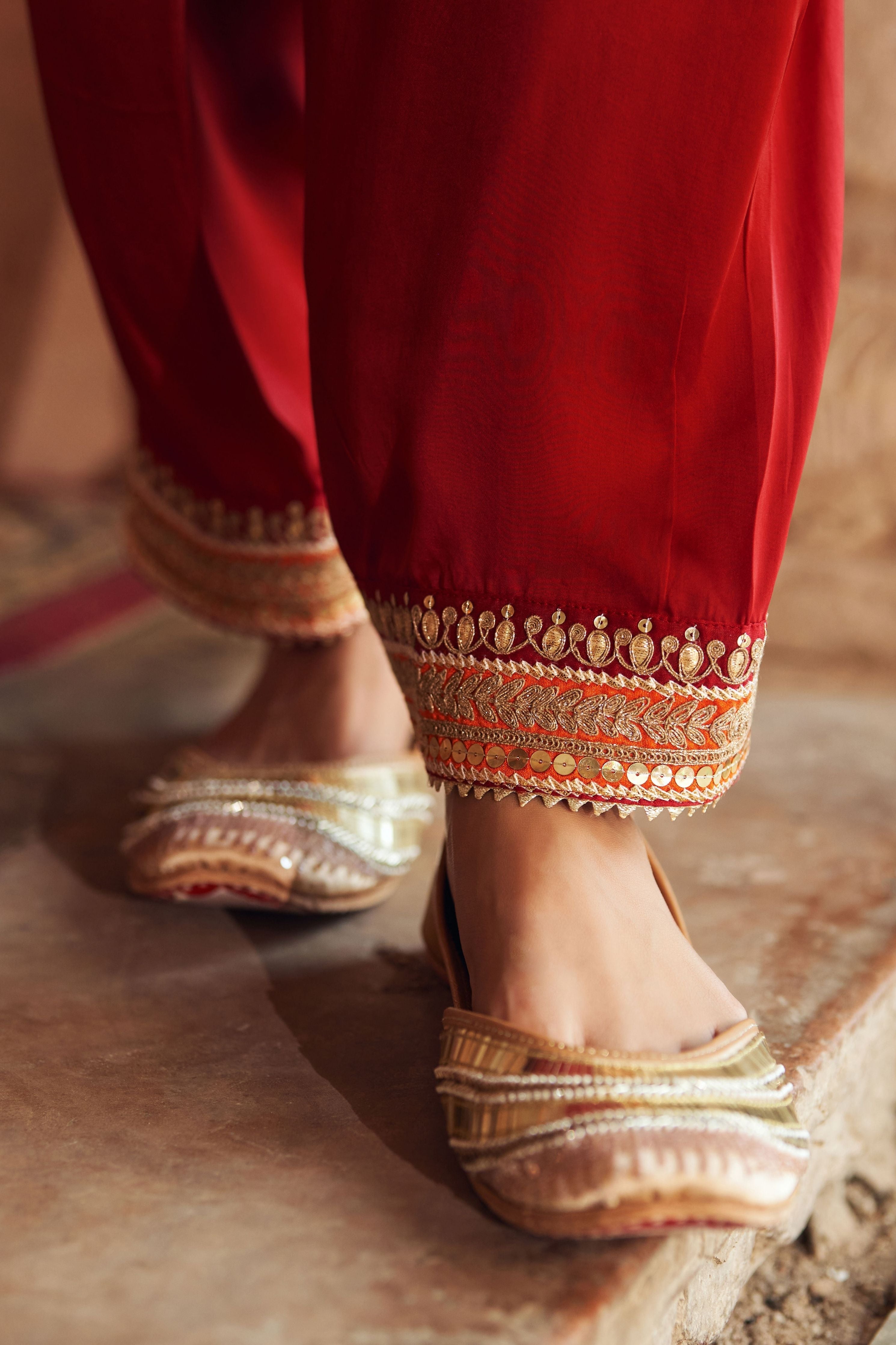 Mehwish  Deep Red Short Kurta With Salwar And Dupatta