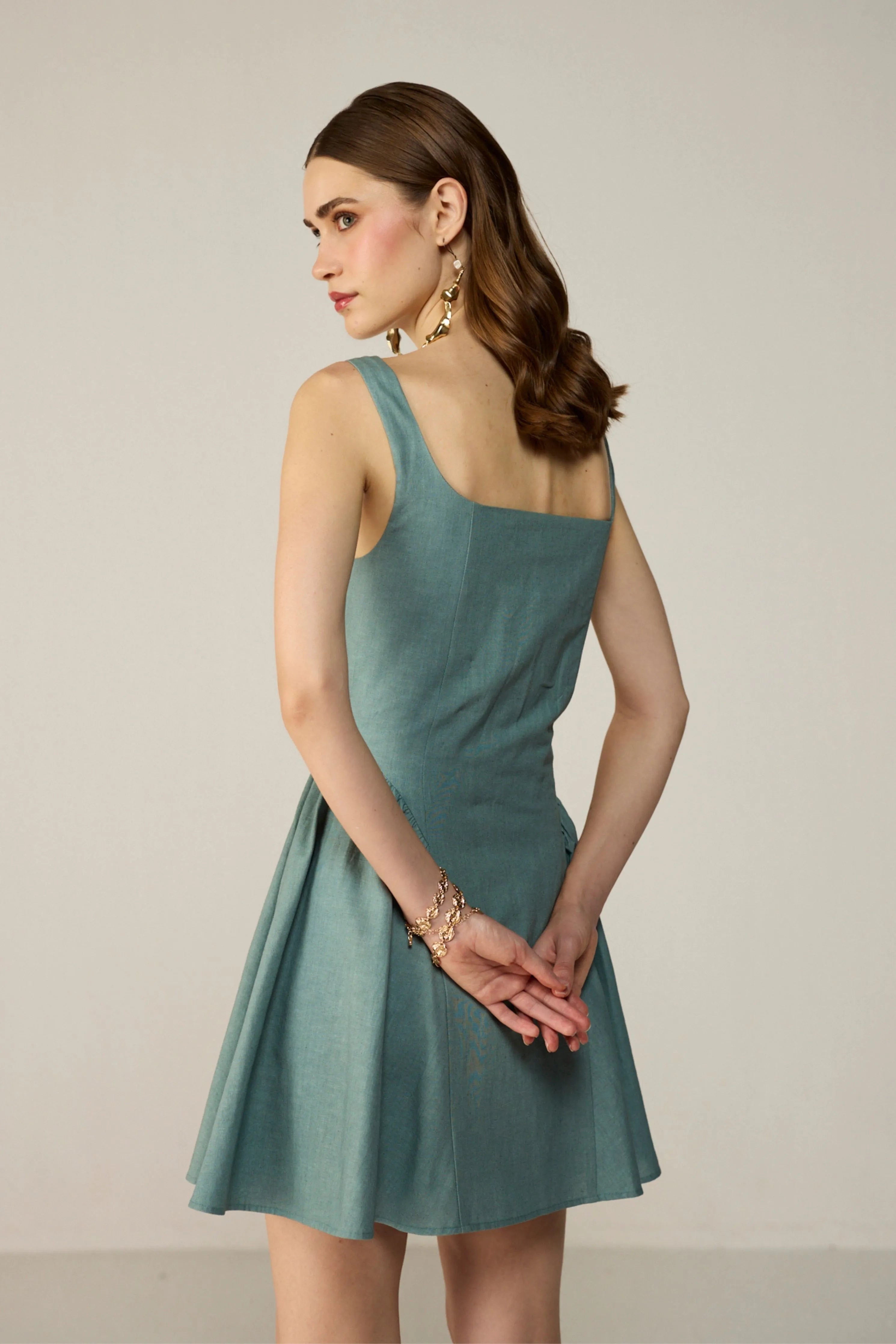 Teal Leya Mini Dress