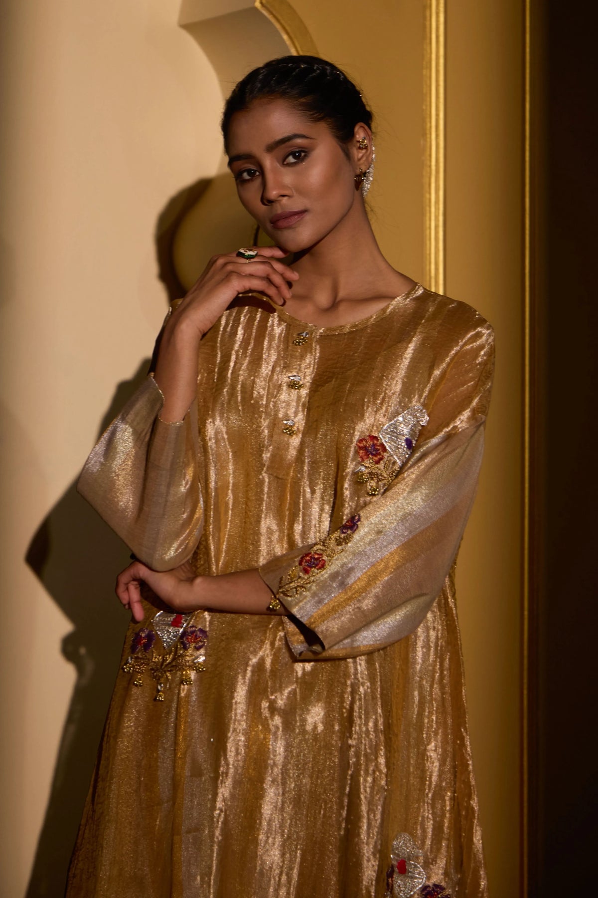 METALLIC FLORAL SET - GOLDEN