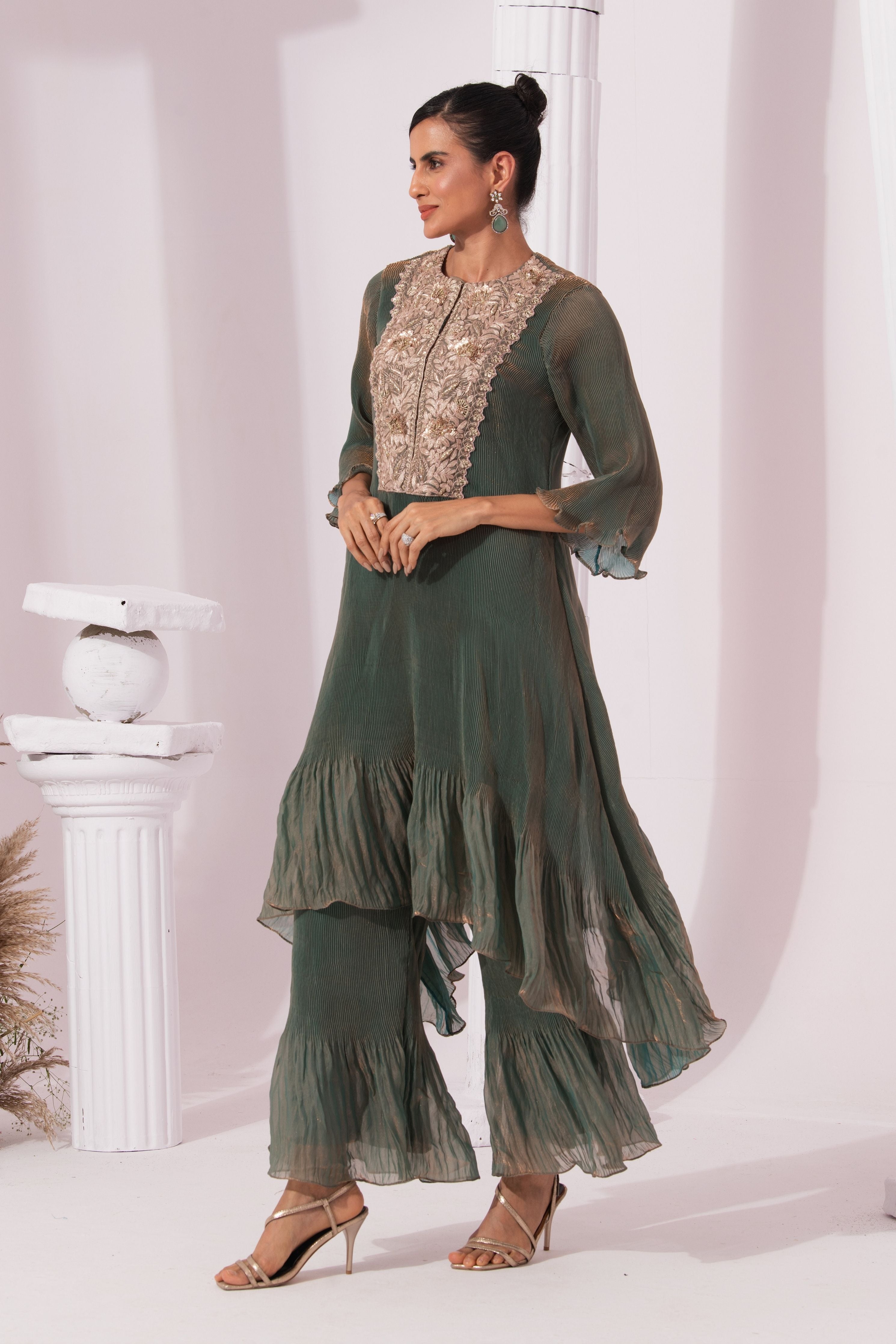 Metalic Moss Green Suit