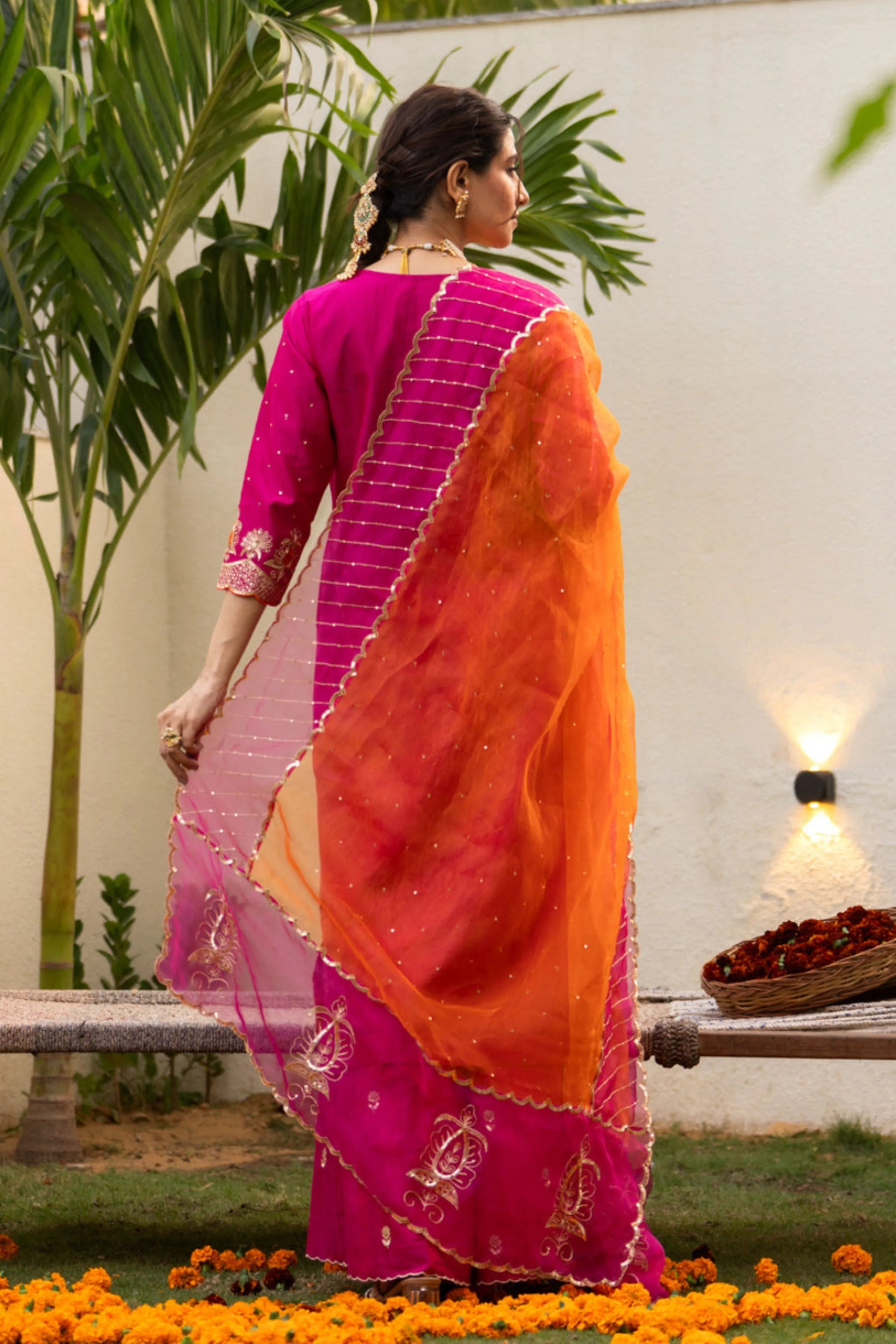 Pink Aari Sequinns Kurta Set