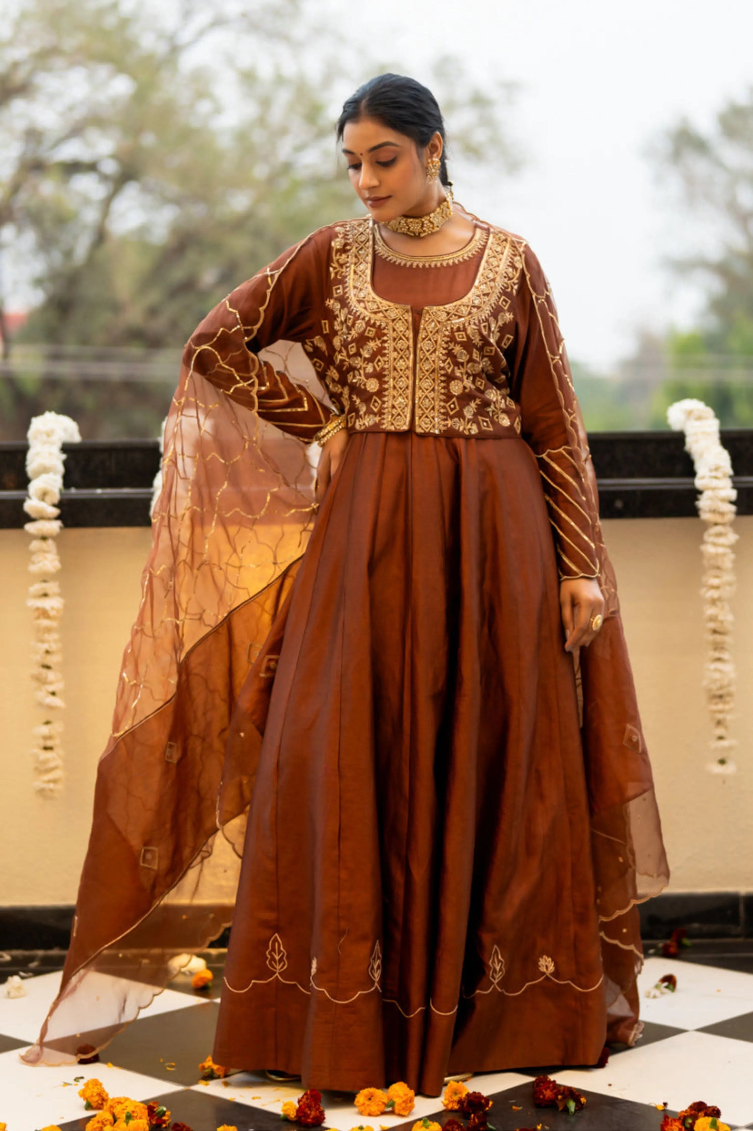 Brown Anarkali Set