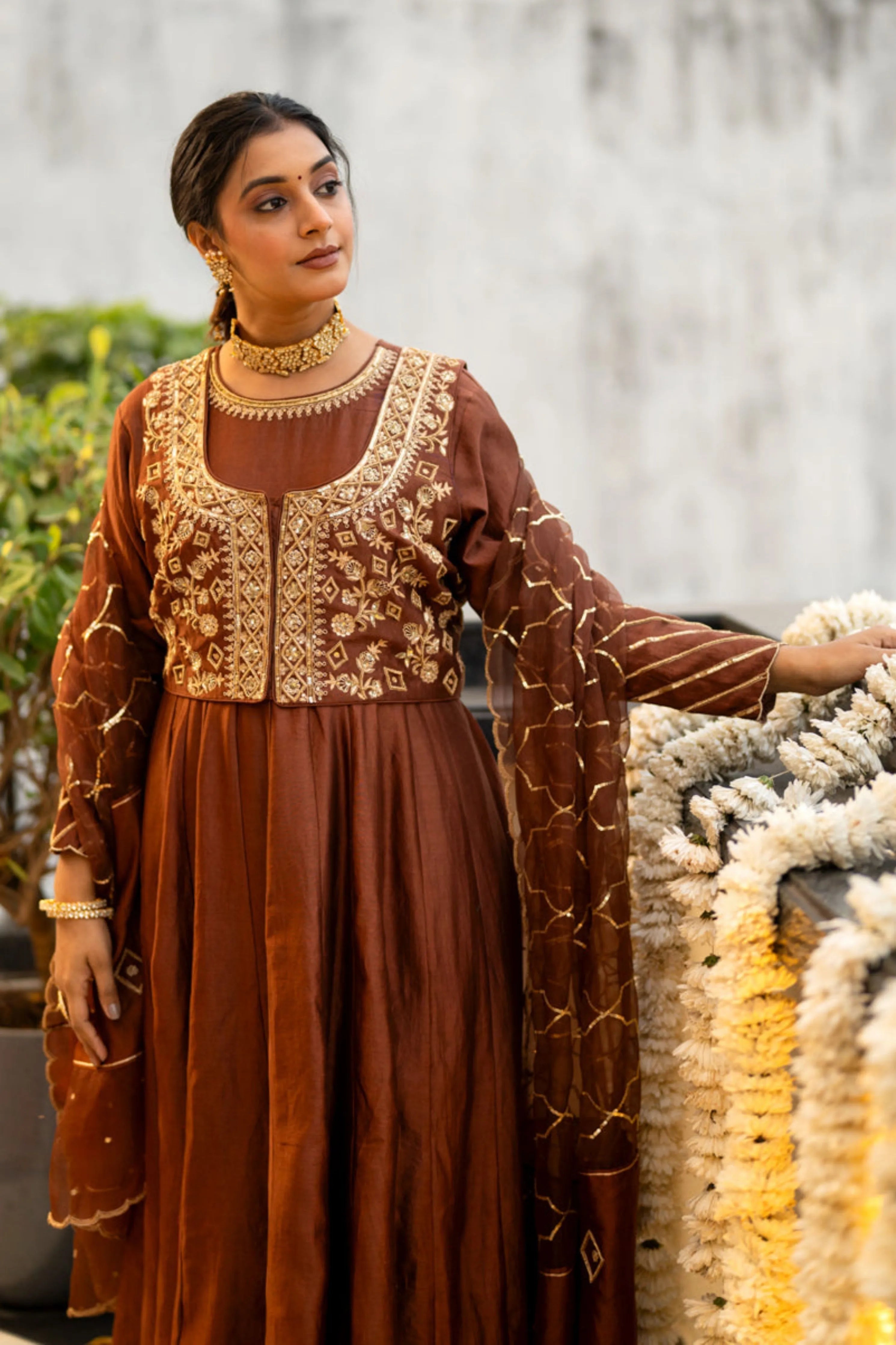 Brown Anarkali Set
