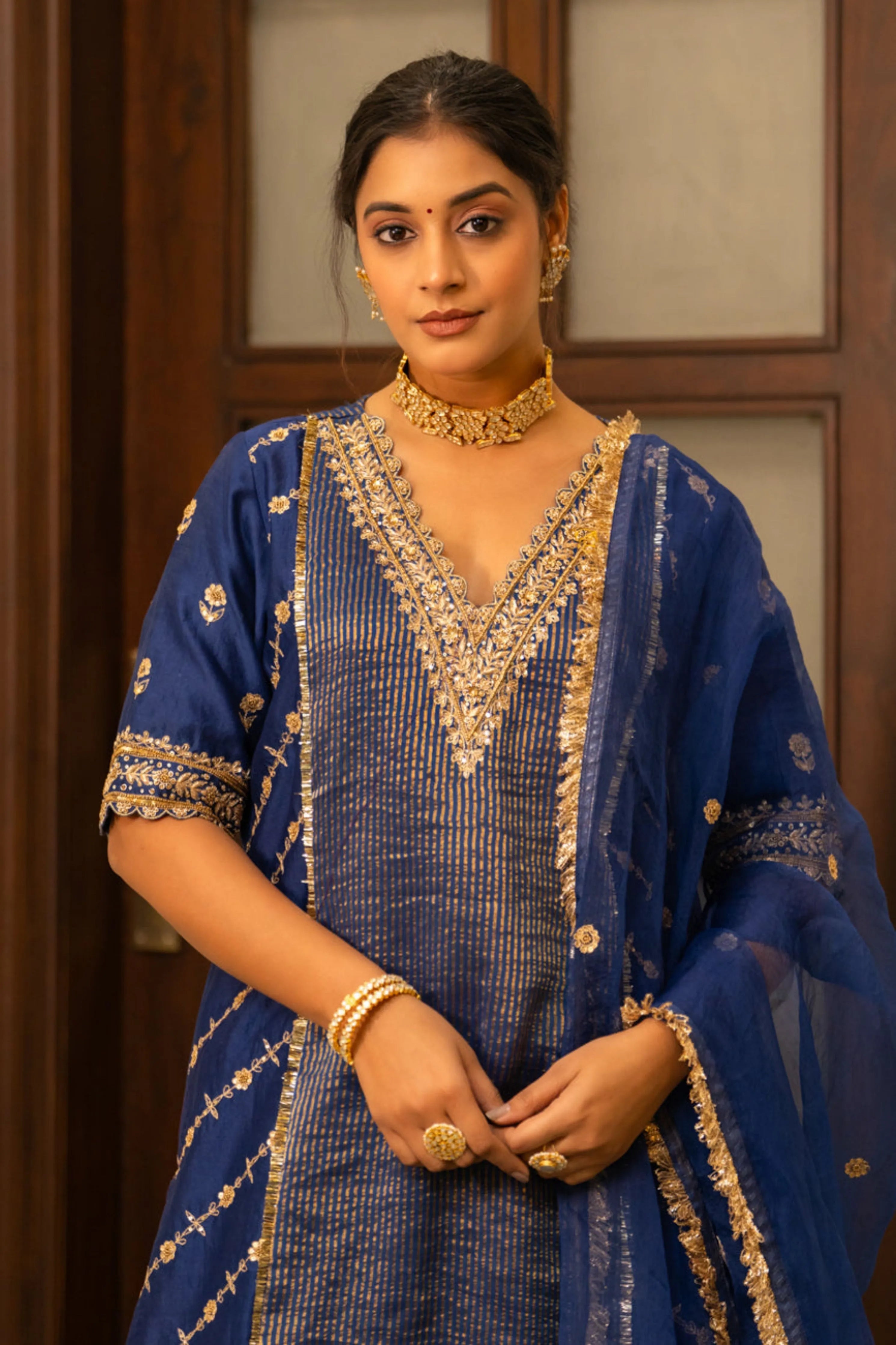 Blue Moti Sharara Set