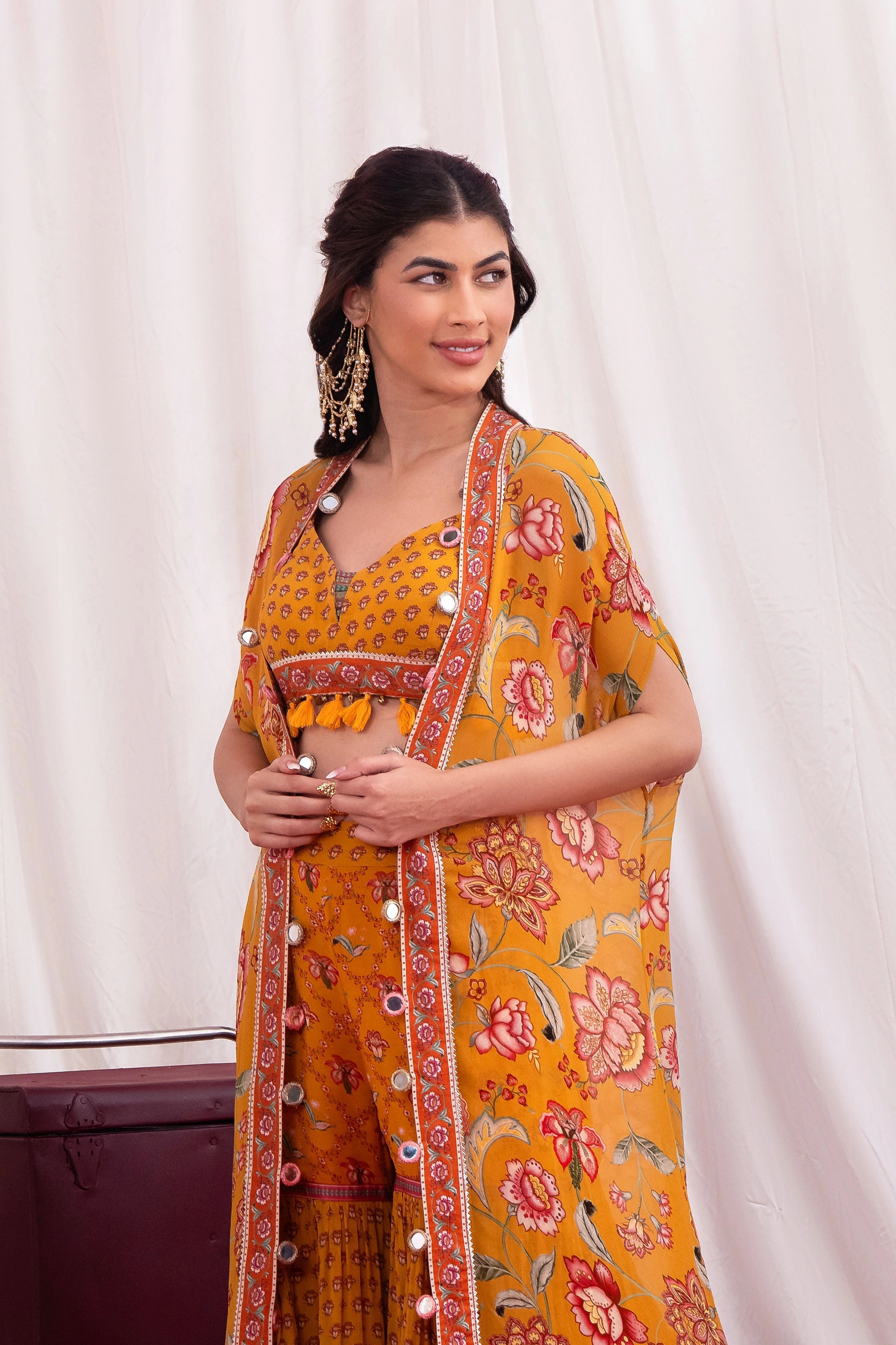 Sunehri Aabha Cape Sharara Set