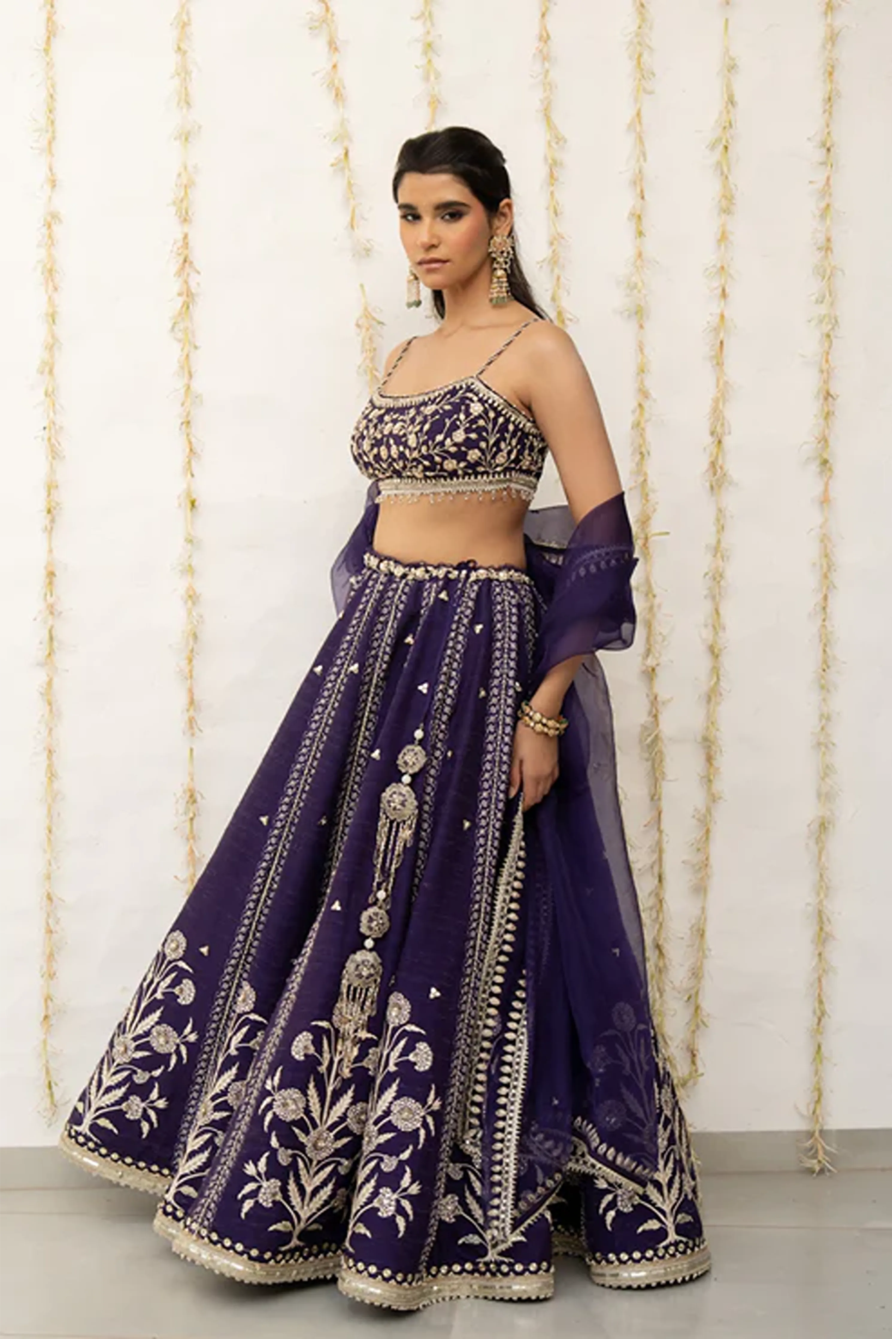 Royal Purple Silk Embroidered Lehenga Set