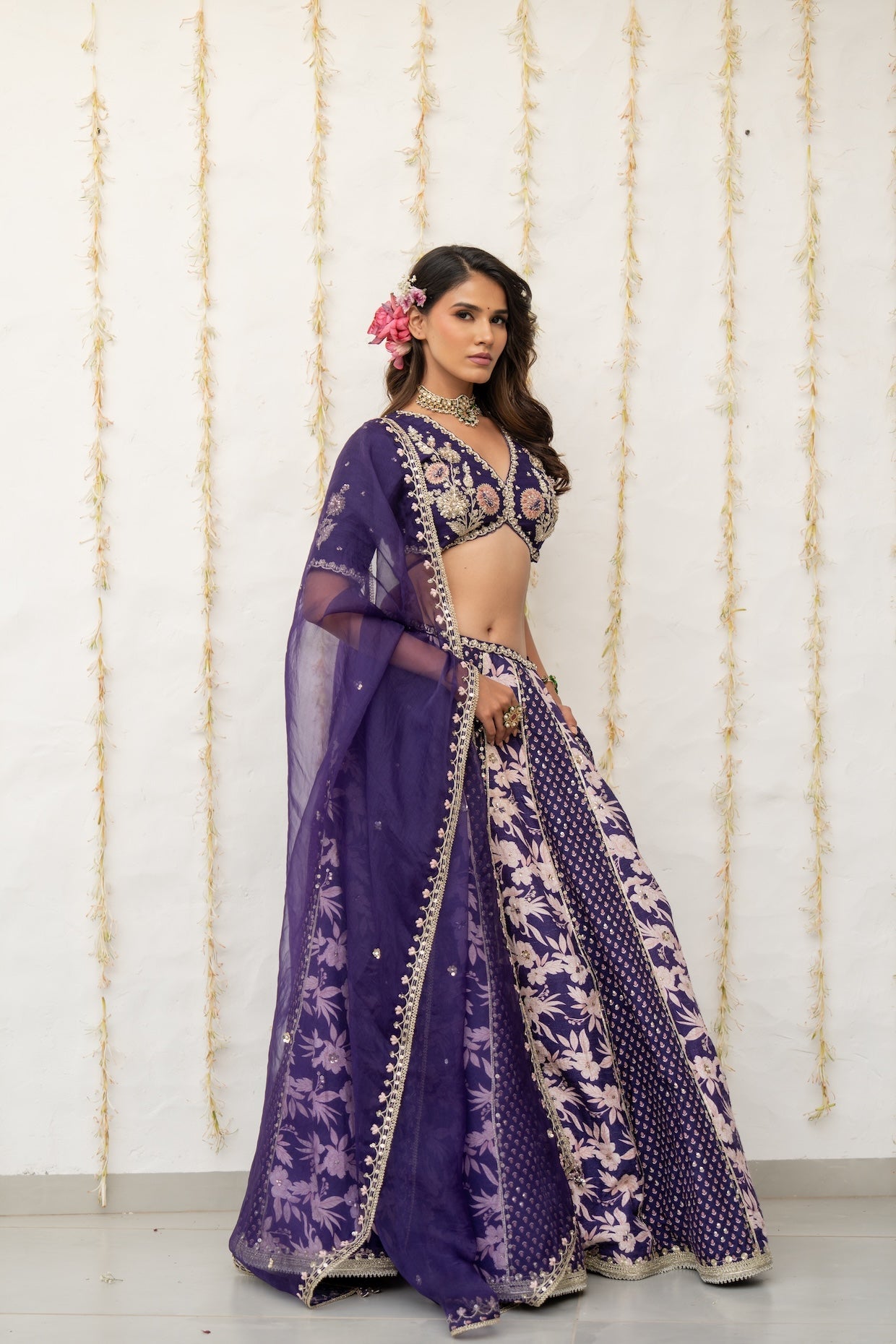 Royal Purple Silk Embroidered Concept Lehenga Set