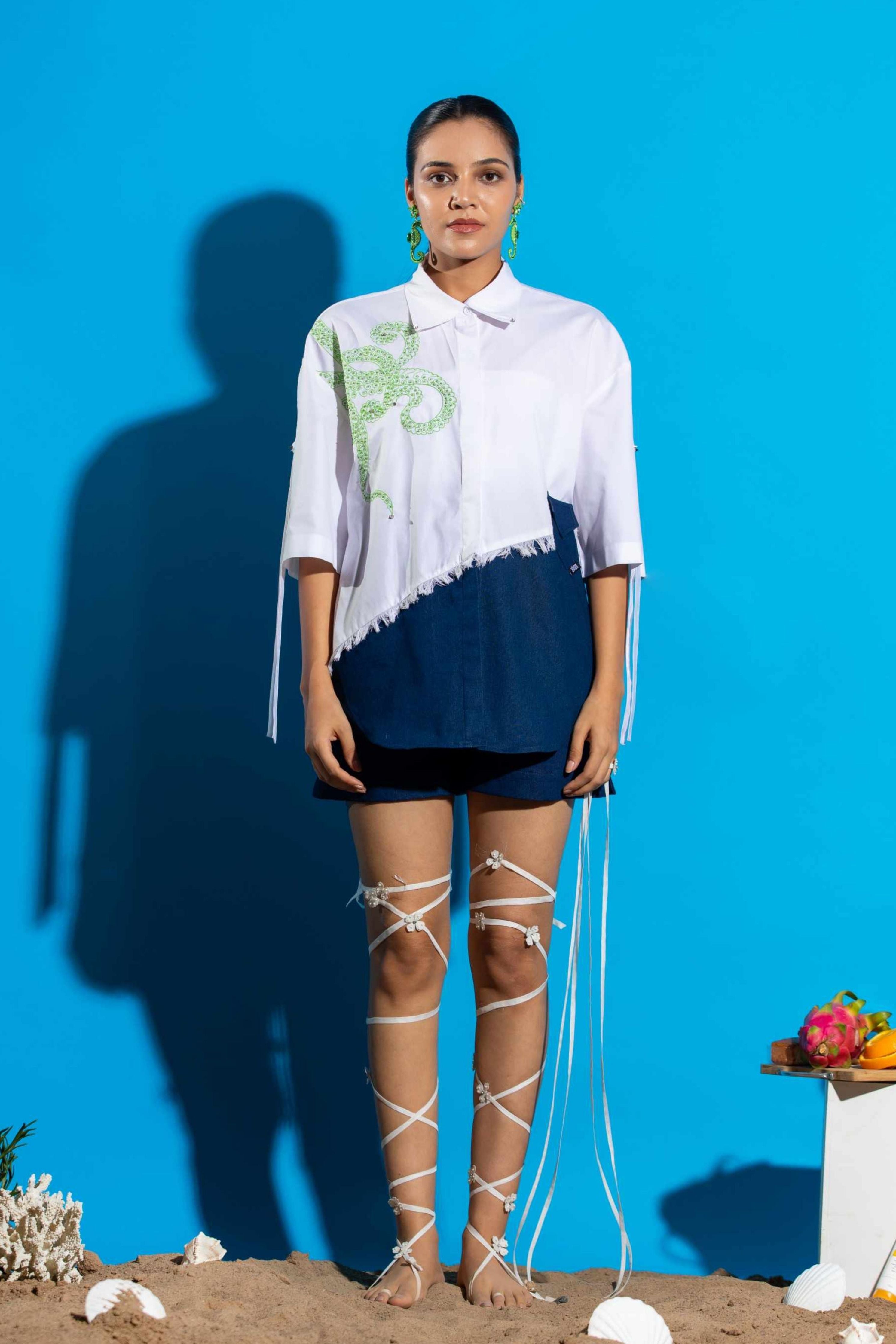 Mimic Shoulder Embellsihed Shirt