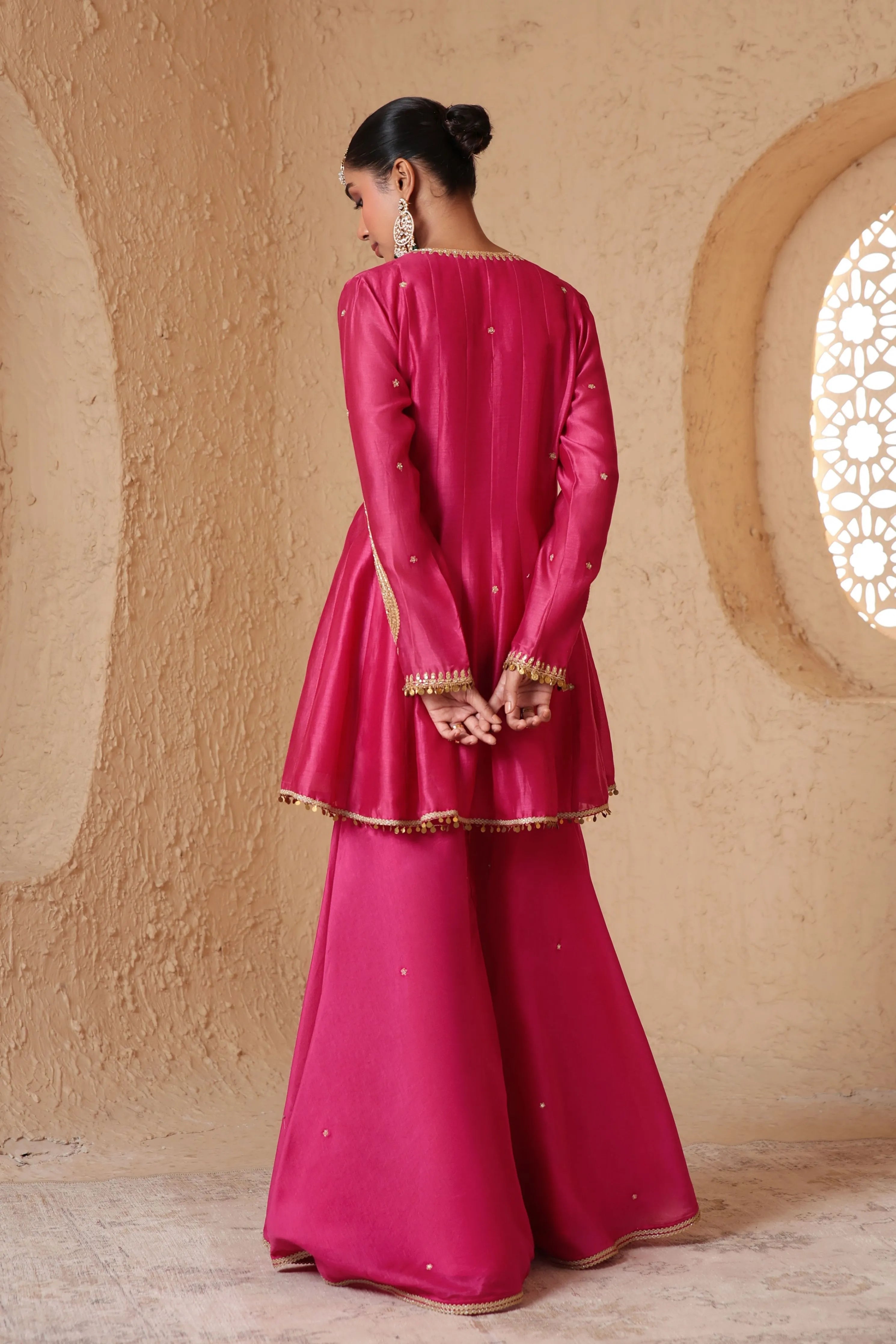 Mehrang Pink Angrakha Sharara Set