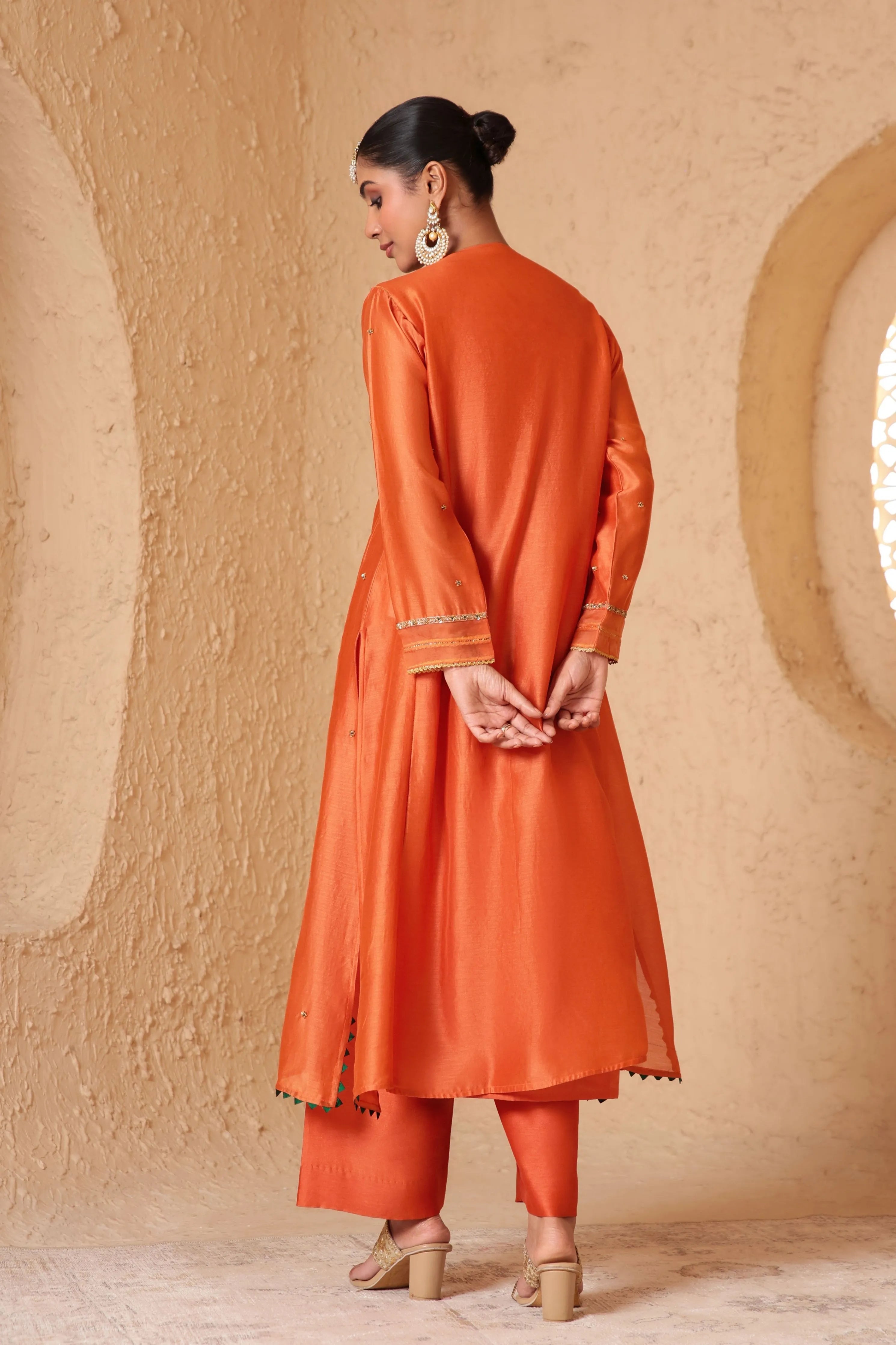 Mehrang Orange Frockstyle Kurta Set