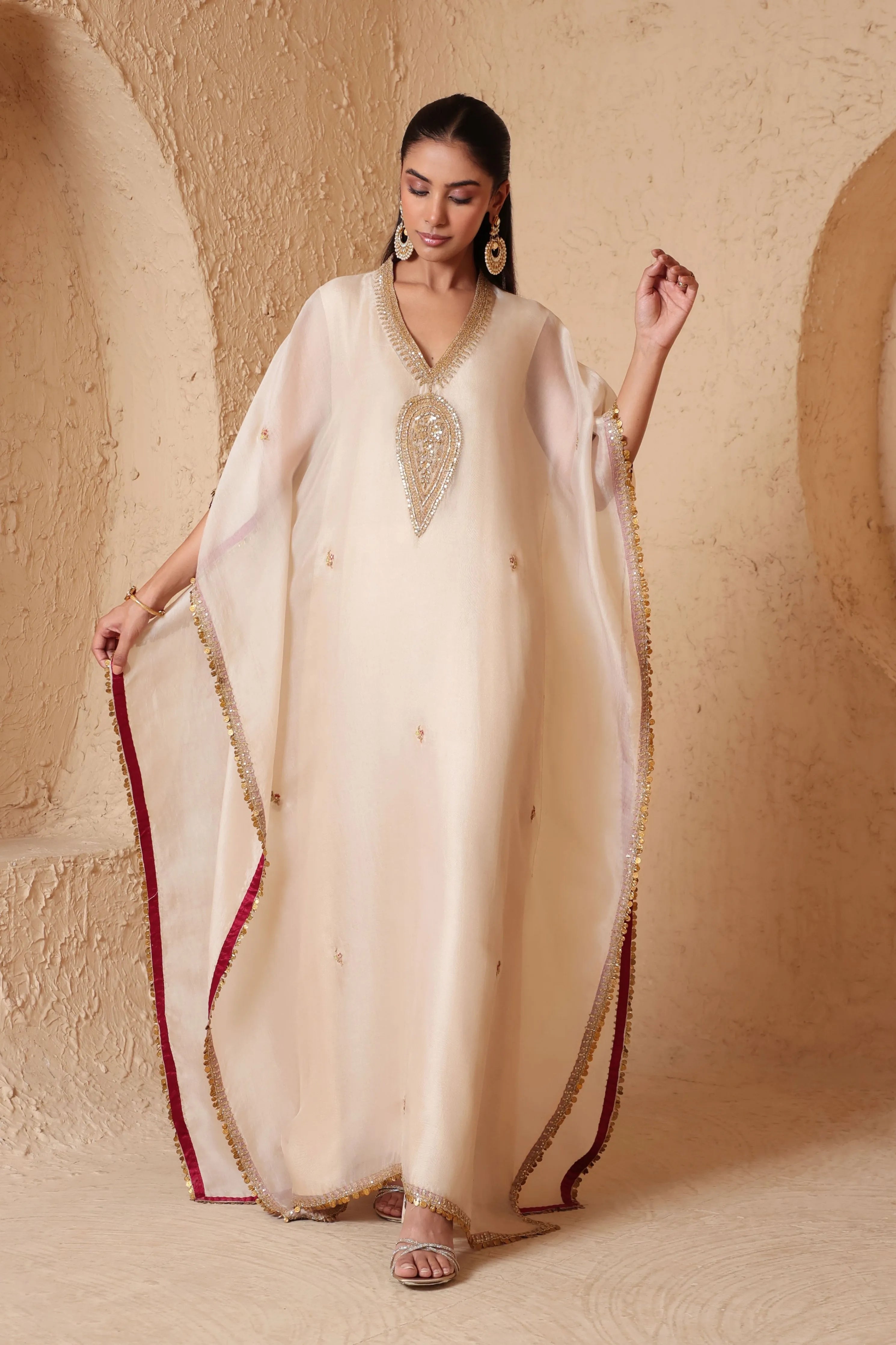 Mehrang Ivory Kaftan Set
