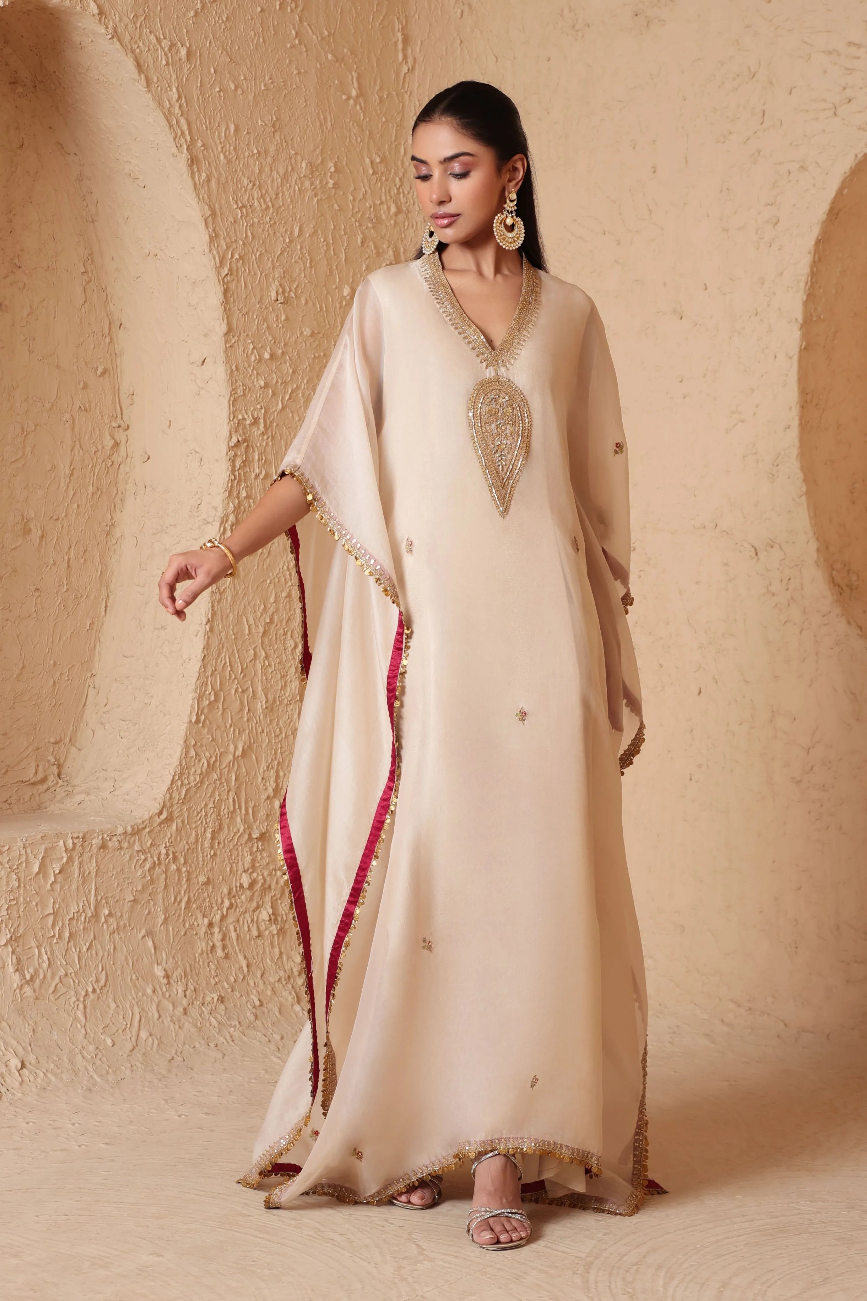 Mehrang Ivory Kaftan Set