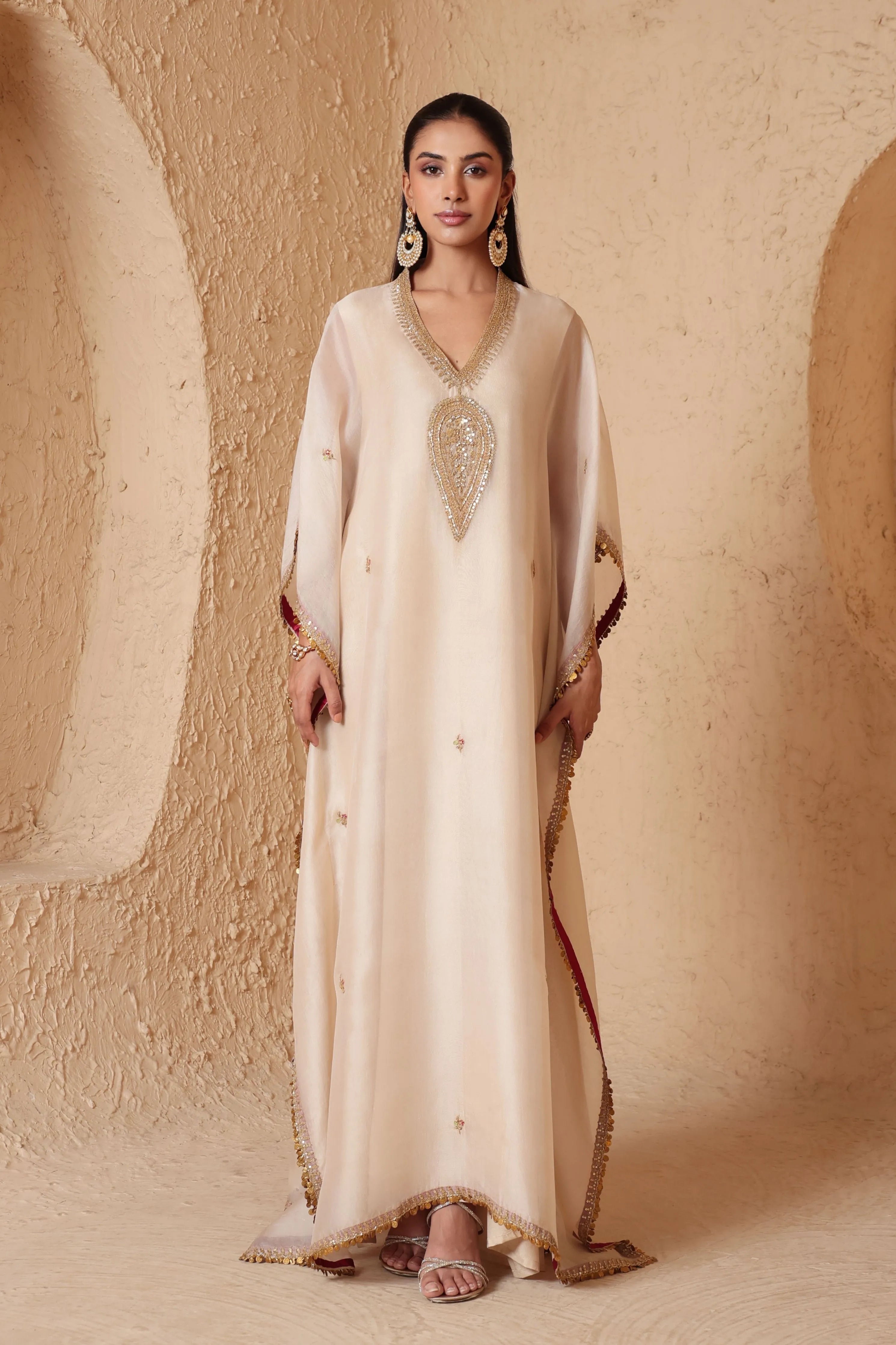 Mehrang Ivory Kaftan Set