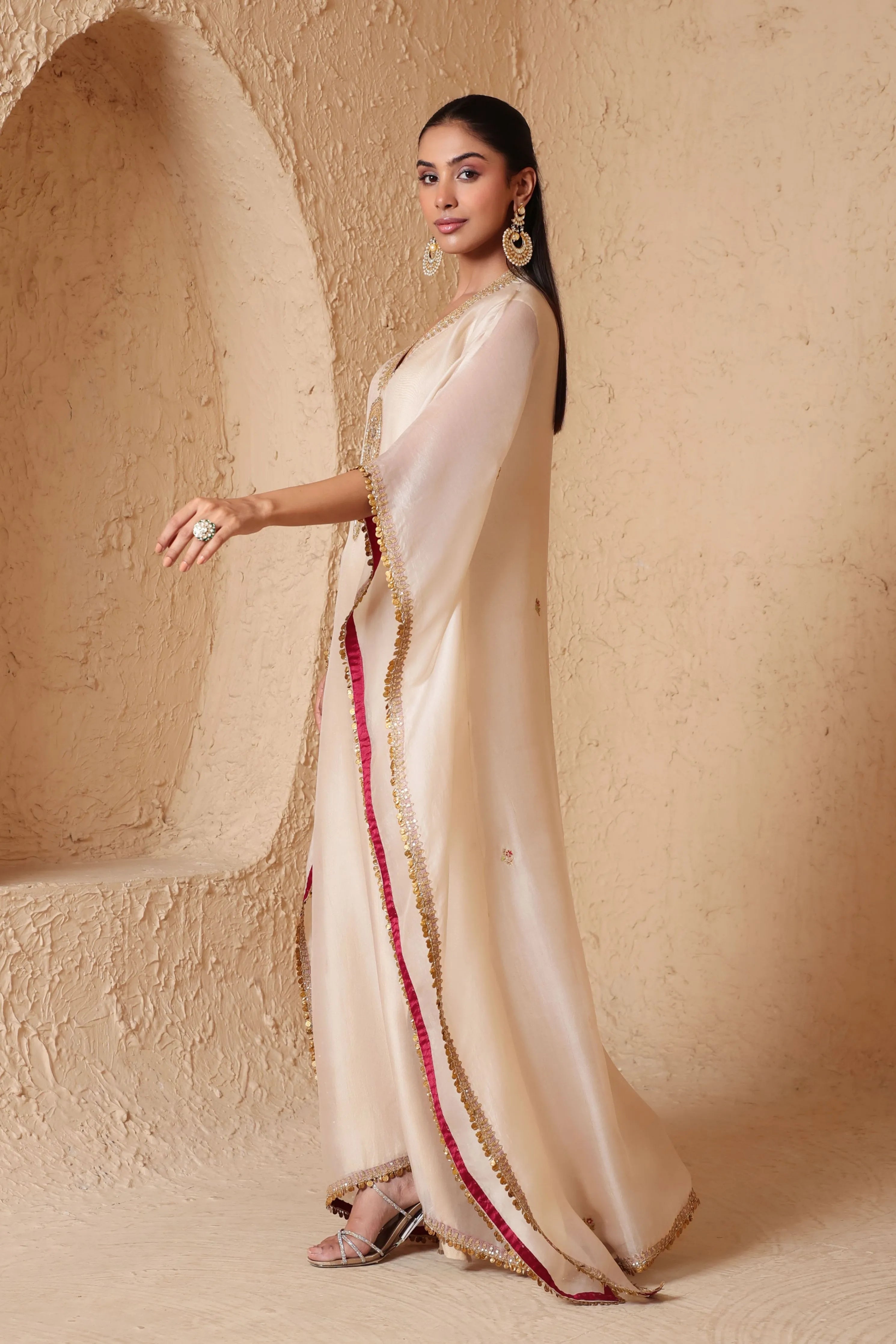Mehrang Ivory Kaftan Set