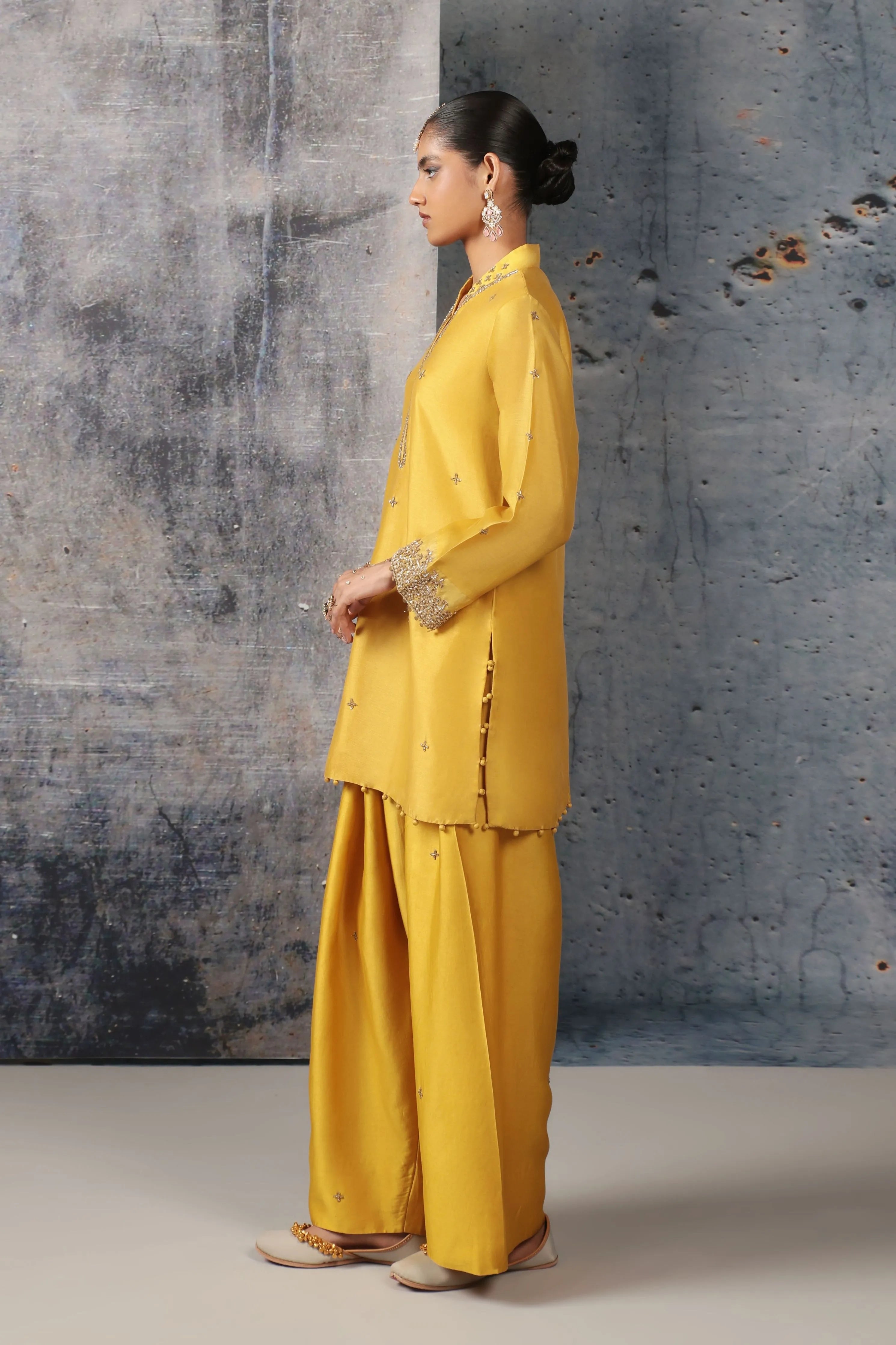 Mehrang Yellow Short Buti Kurta Set