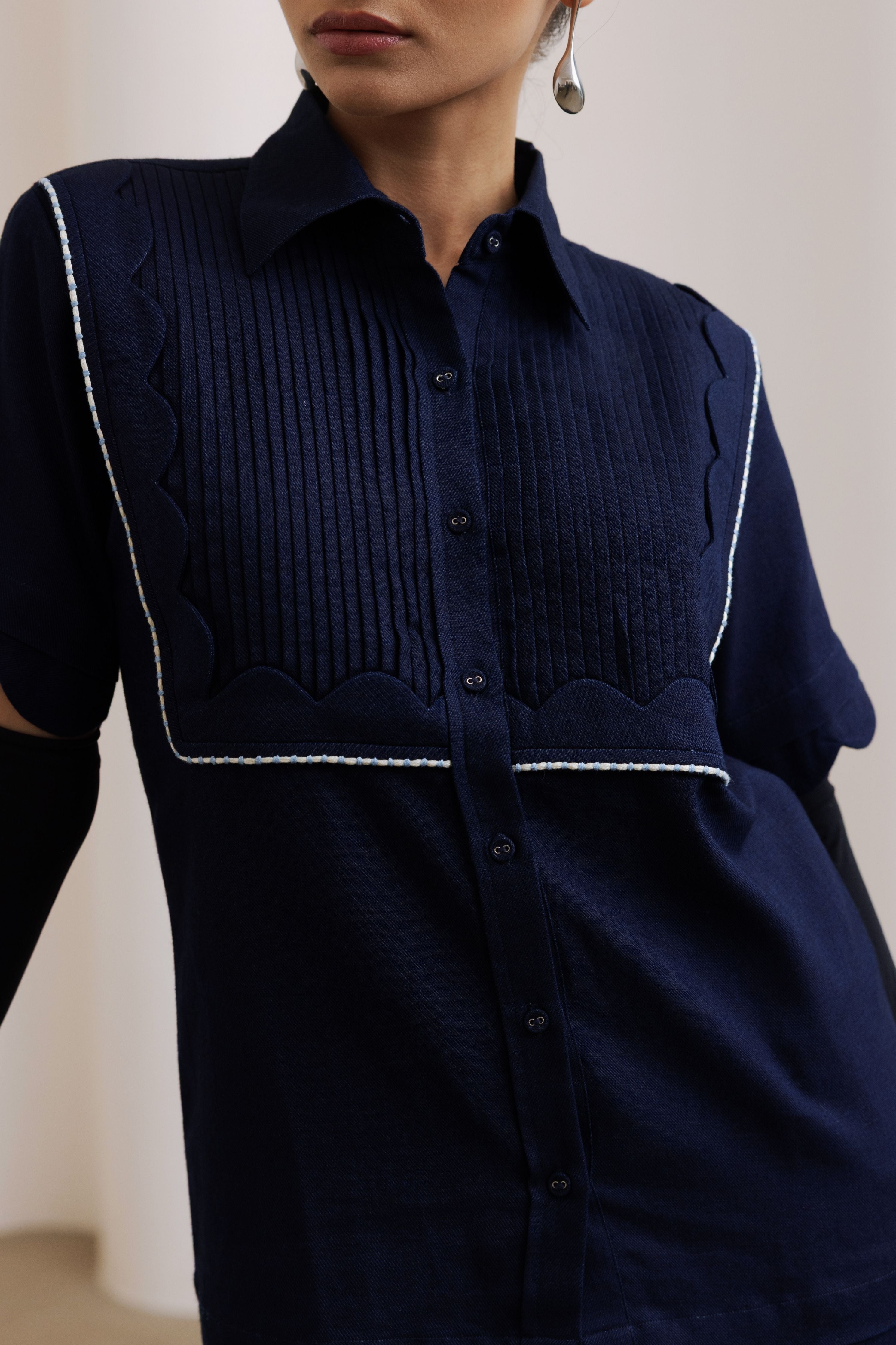 Double Scallop Denim Shirt