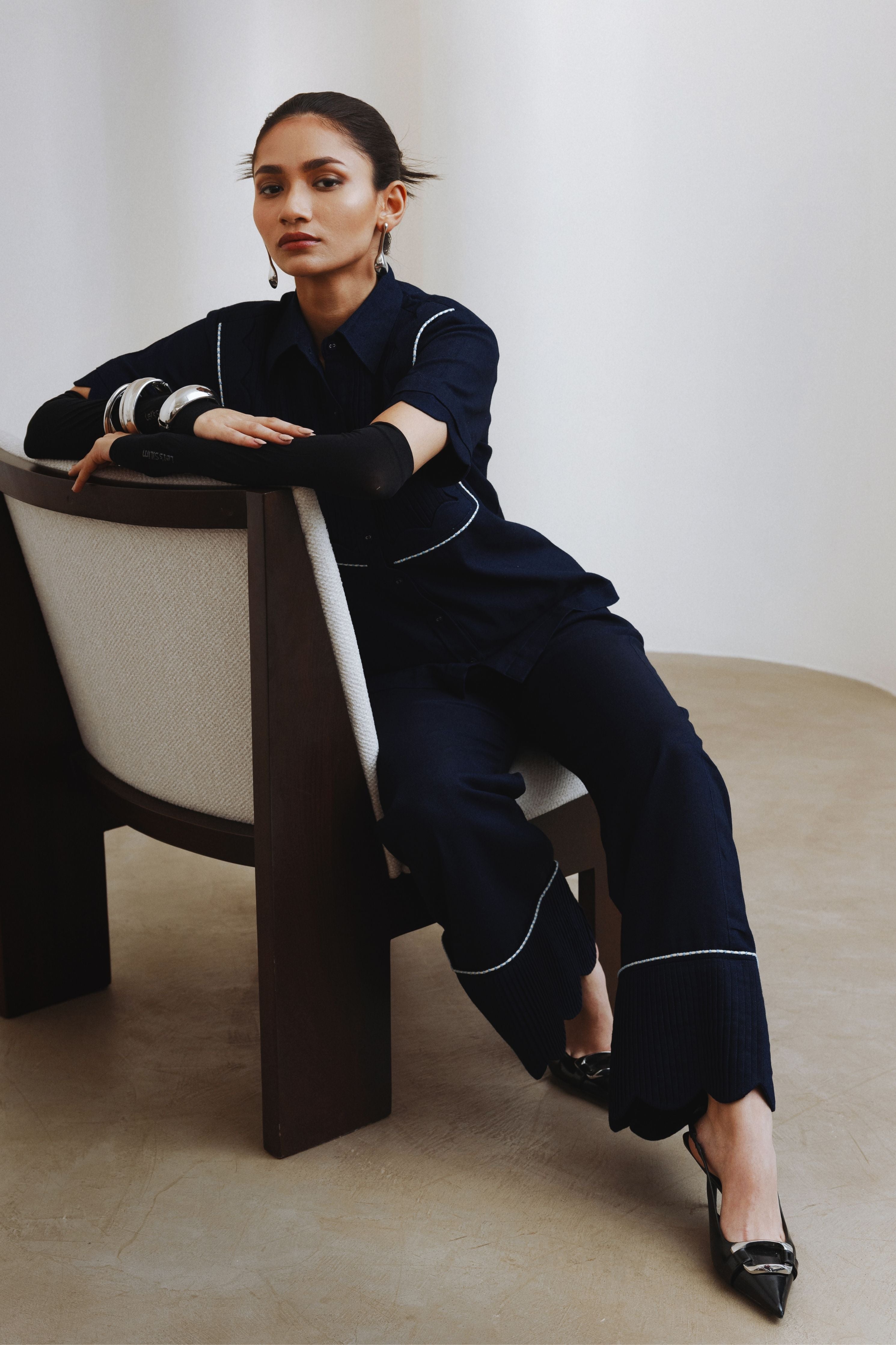 Double Scallop Denim Pant
