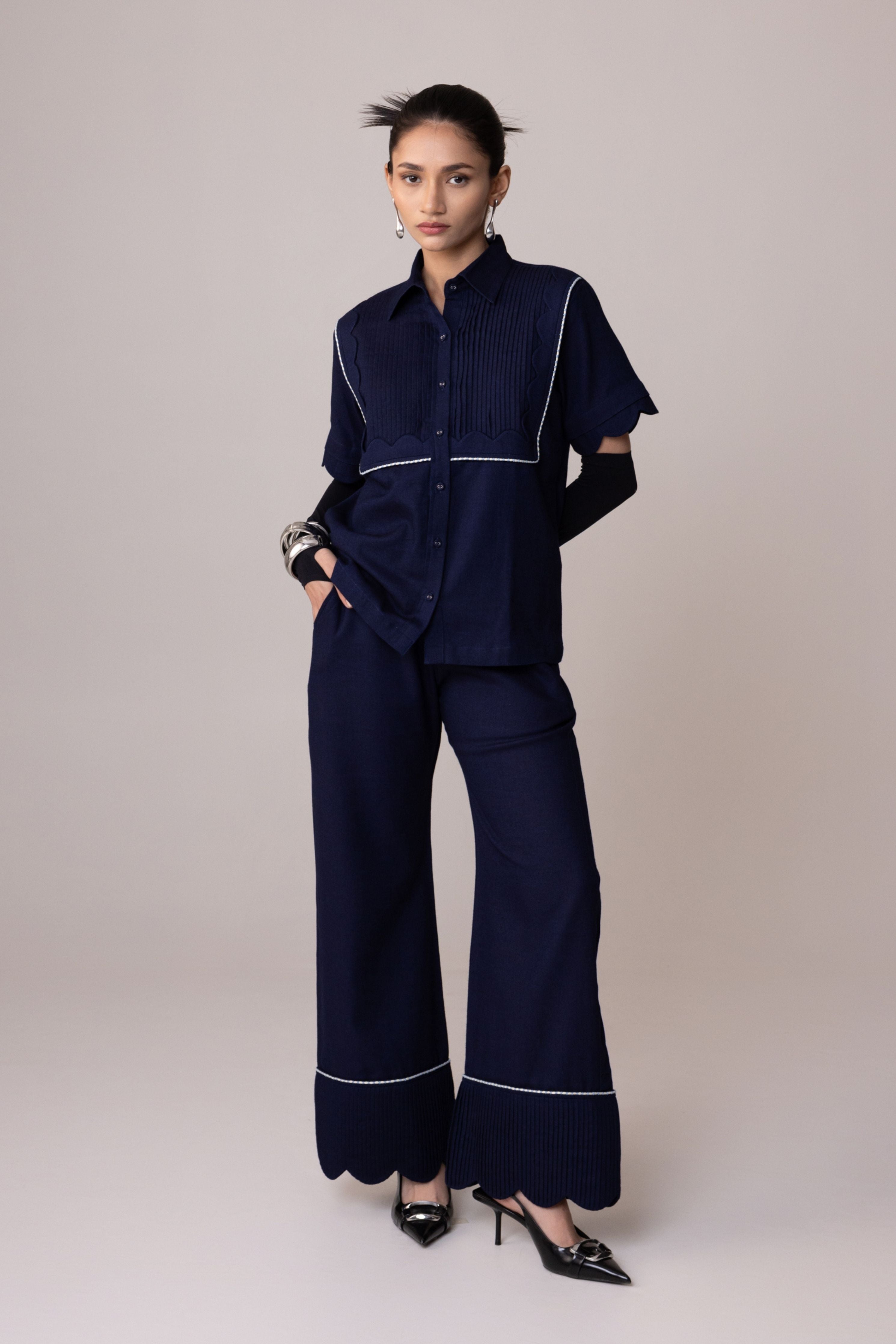 Double Scallop Denim Pant