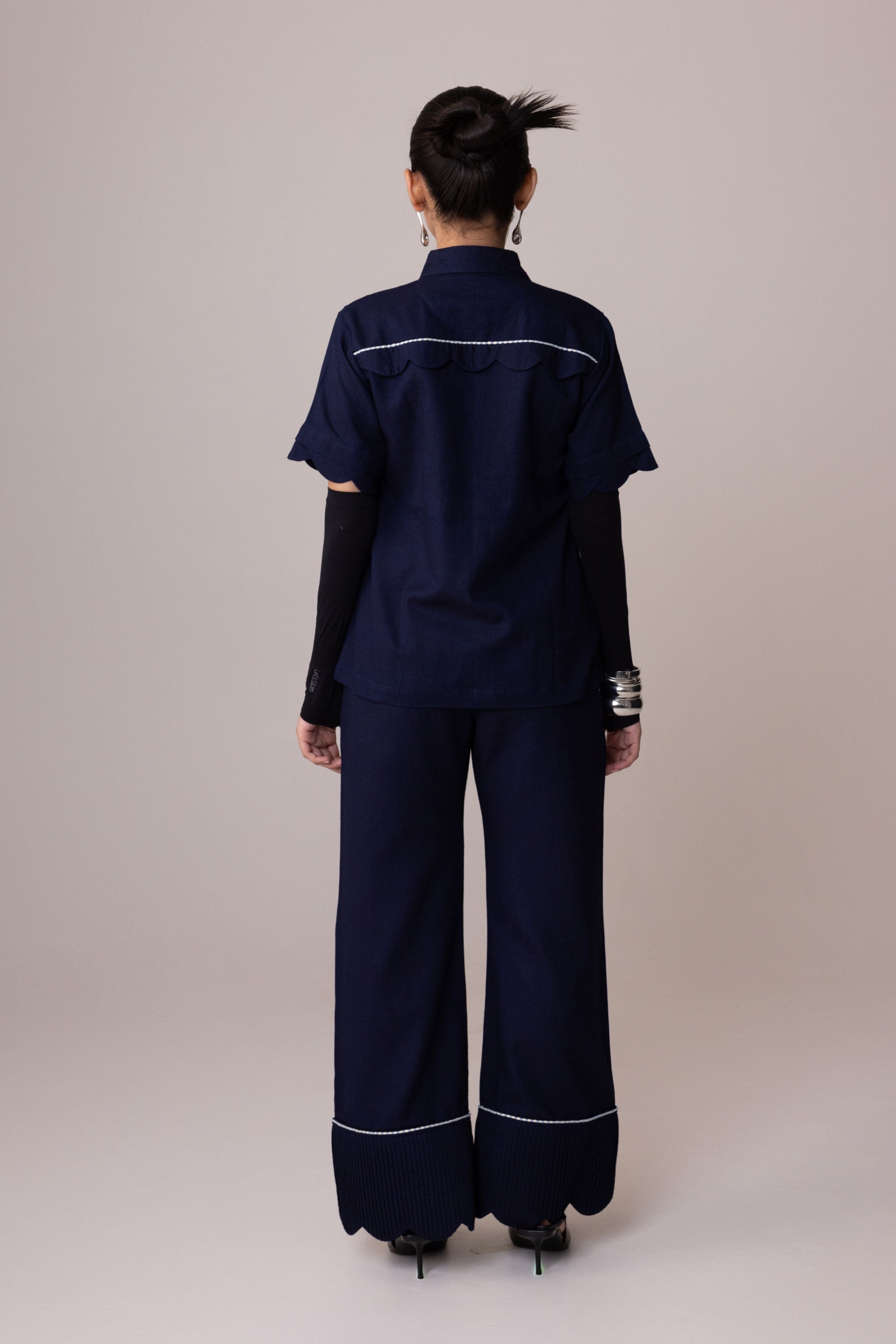 Double Scallop Denim Pant