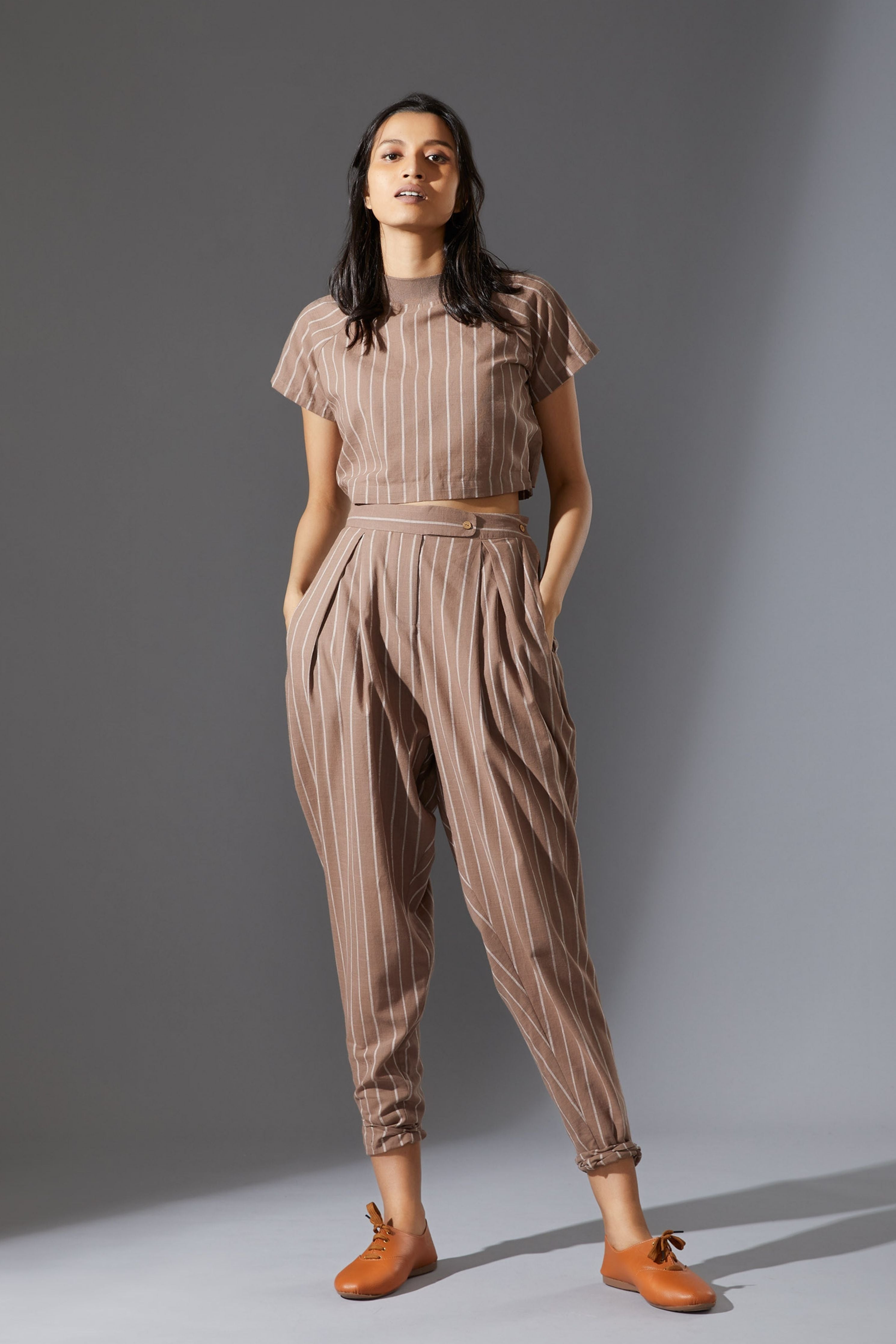 Mati New Aboli Beige & White Striped Pants
