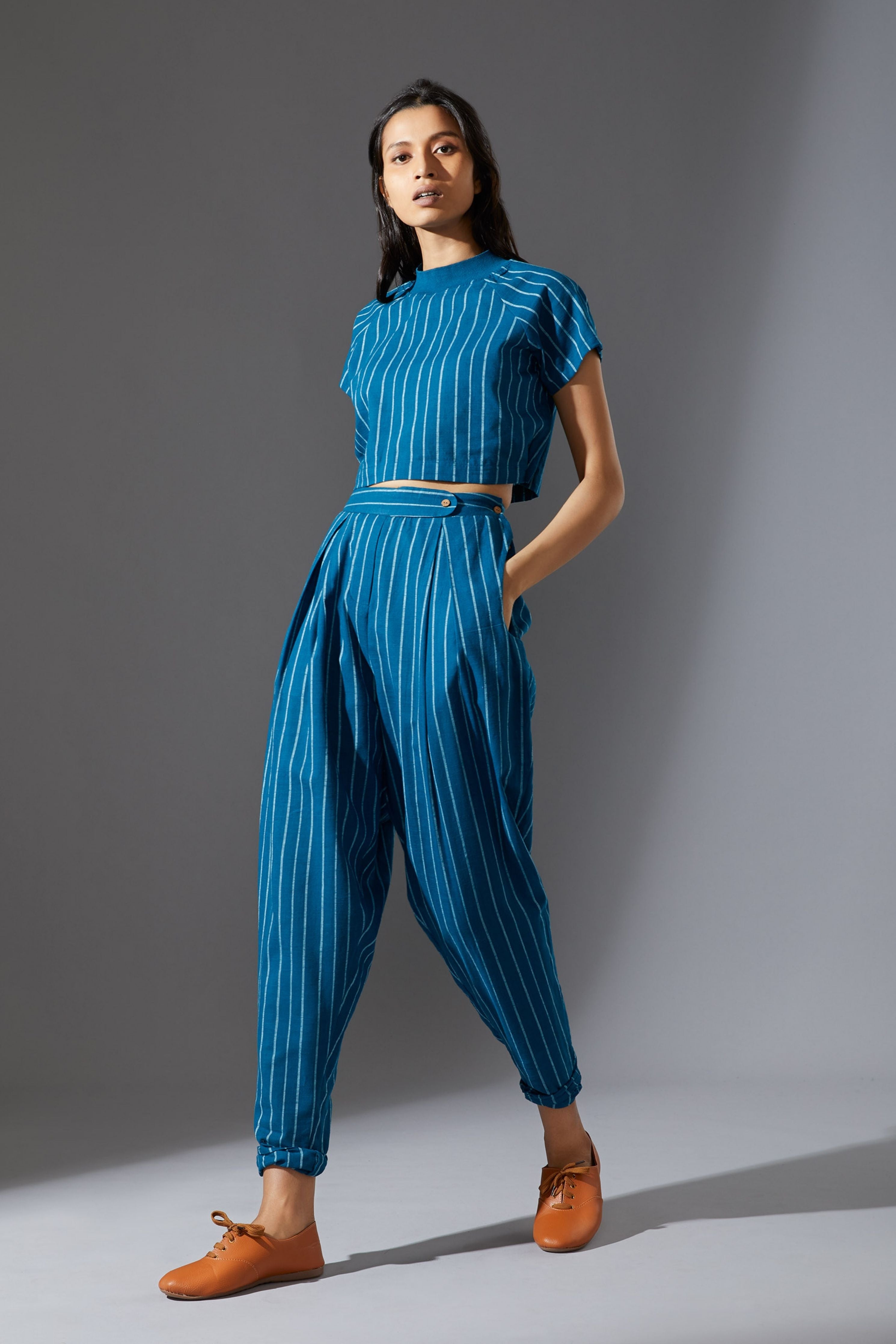 Mati New Aboli Blue & White Striped Pants