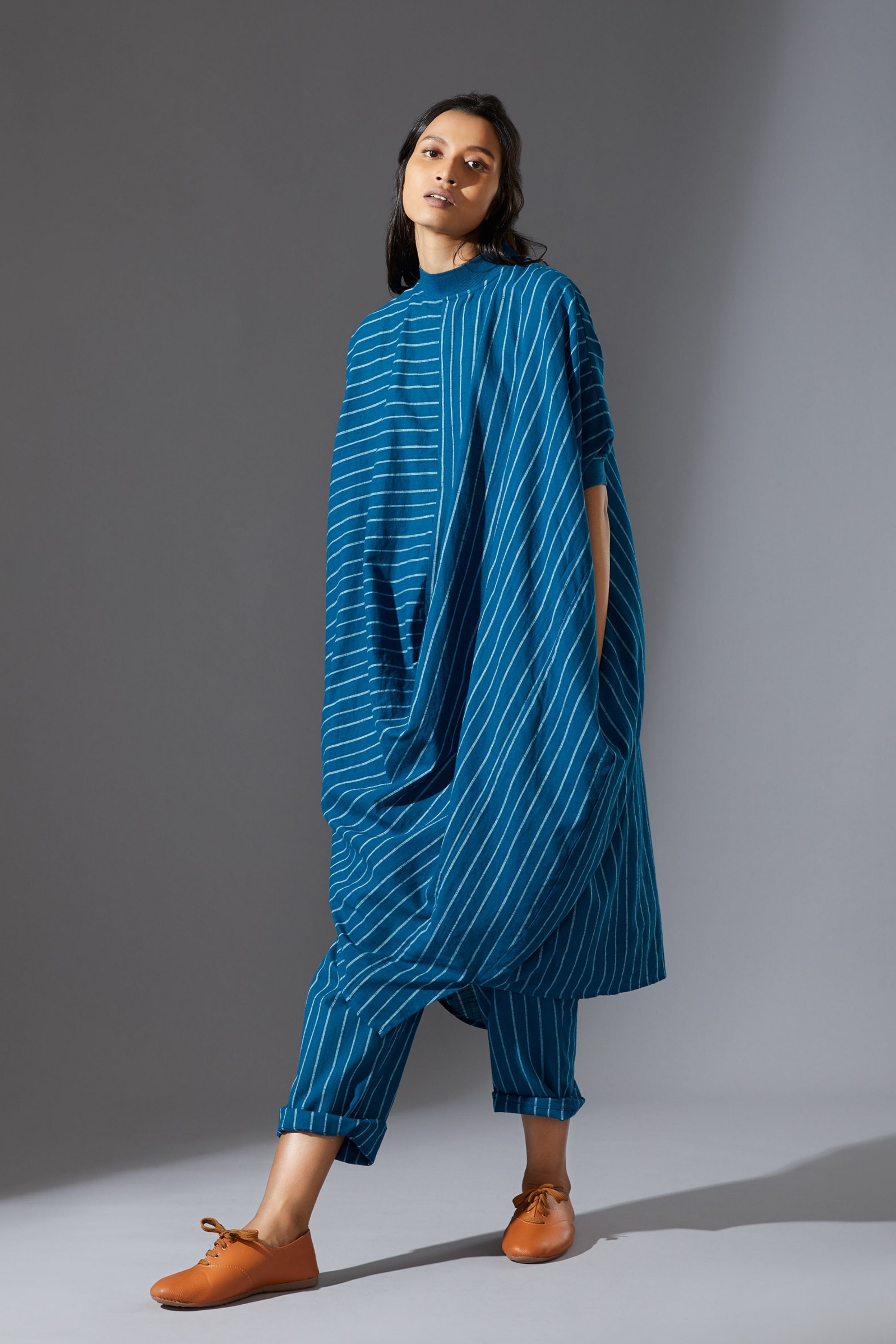 Mati Blue Cowl Tunic Dress