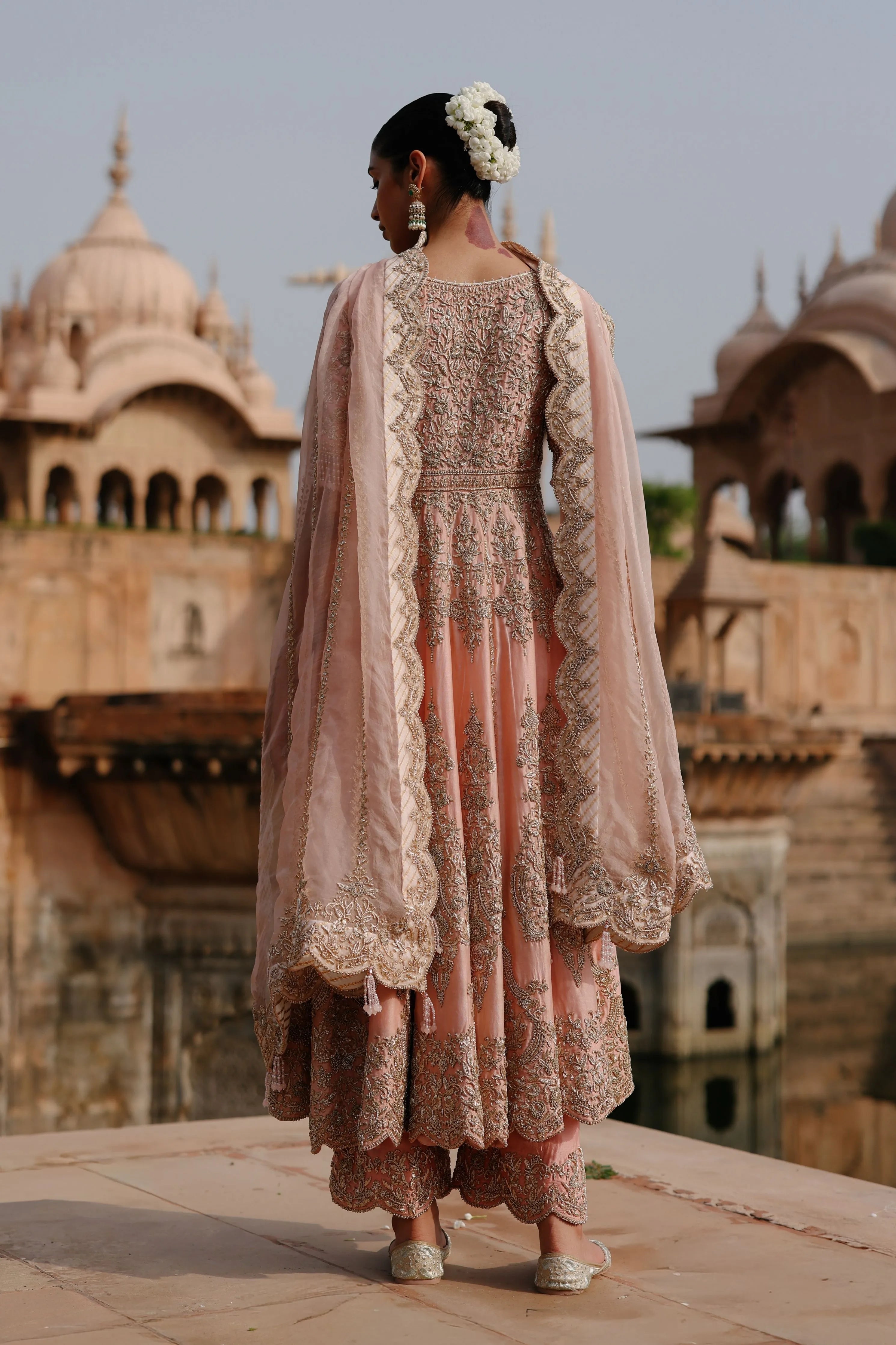 Mahrosh  Pink Kalidaar Anarkali Set with Palazzo & Dupatta