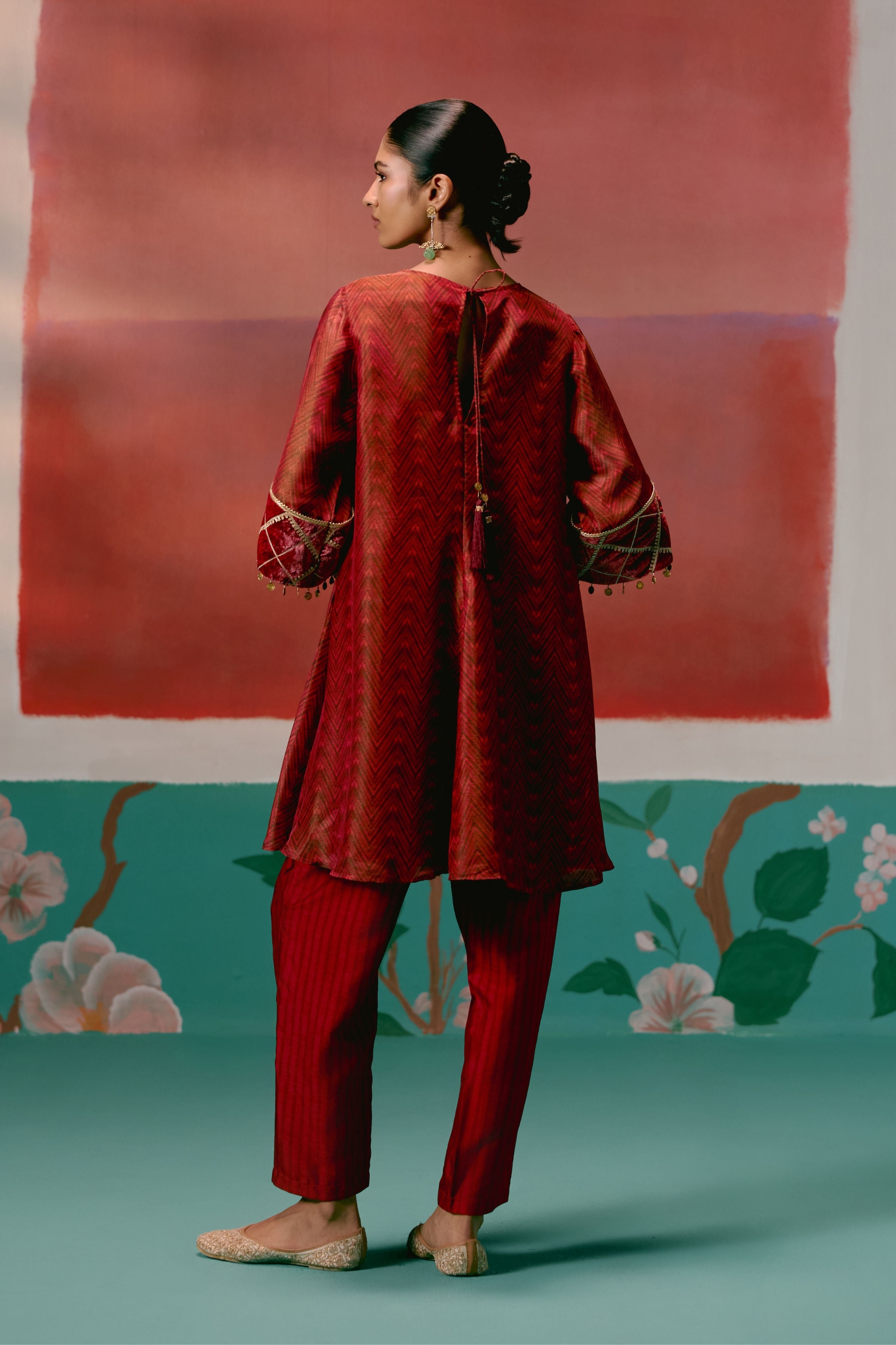Maroon Embroidered Kurta Set