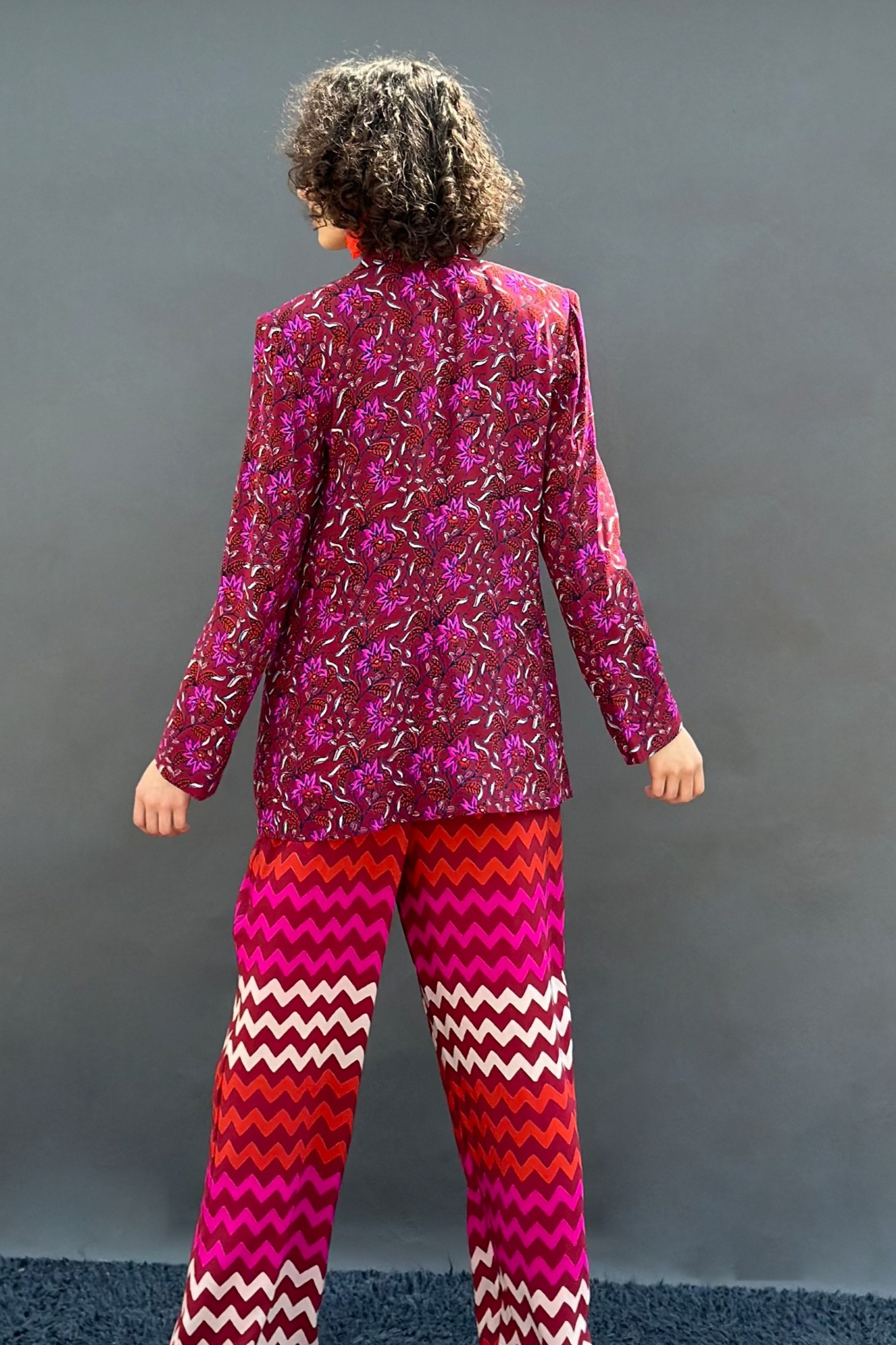 Maroon Floral Blazer
