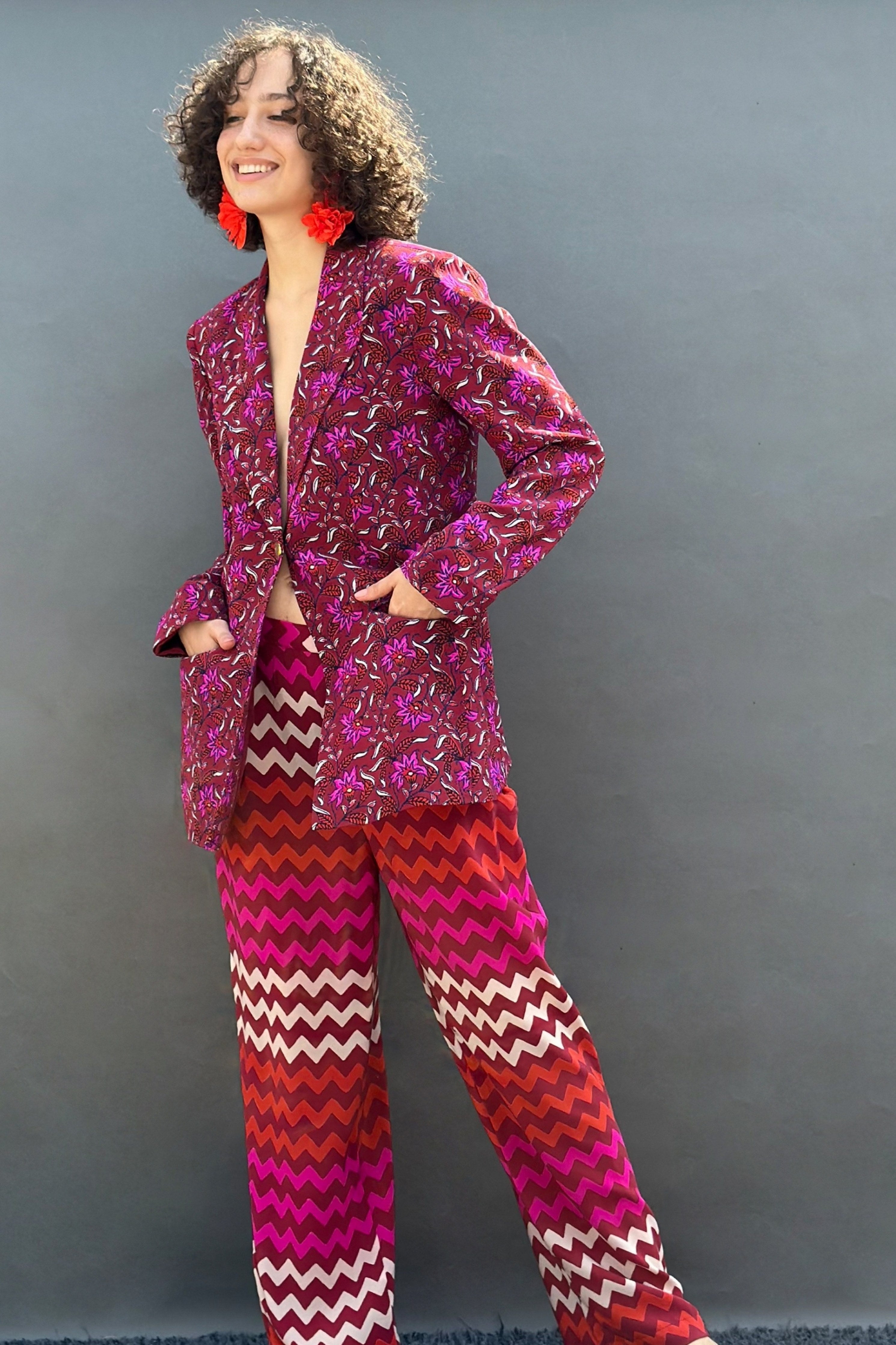Maroon Floral Blazer
