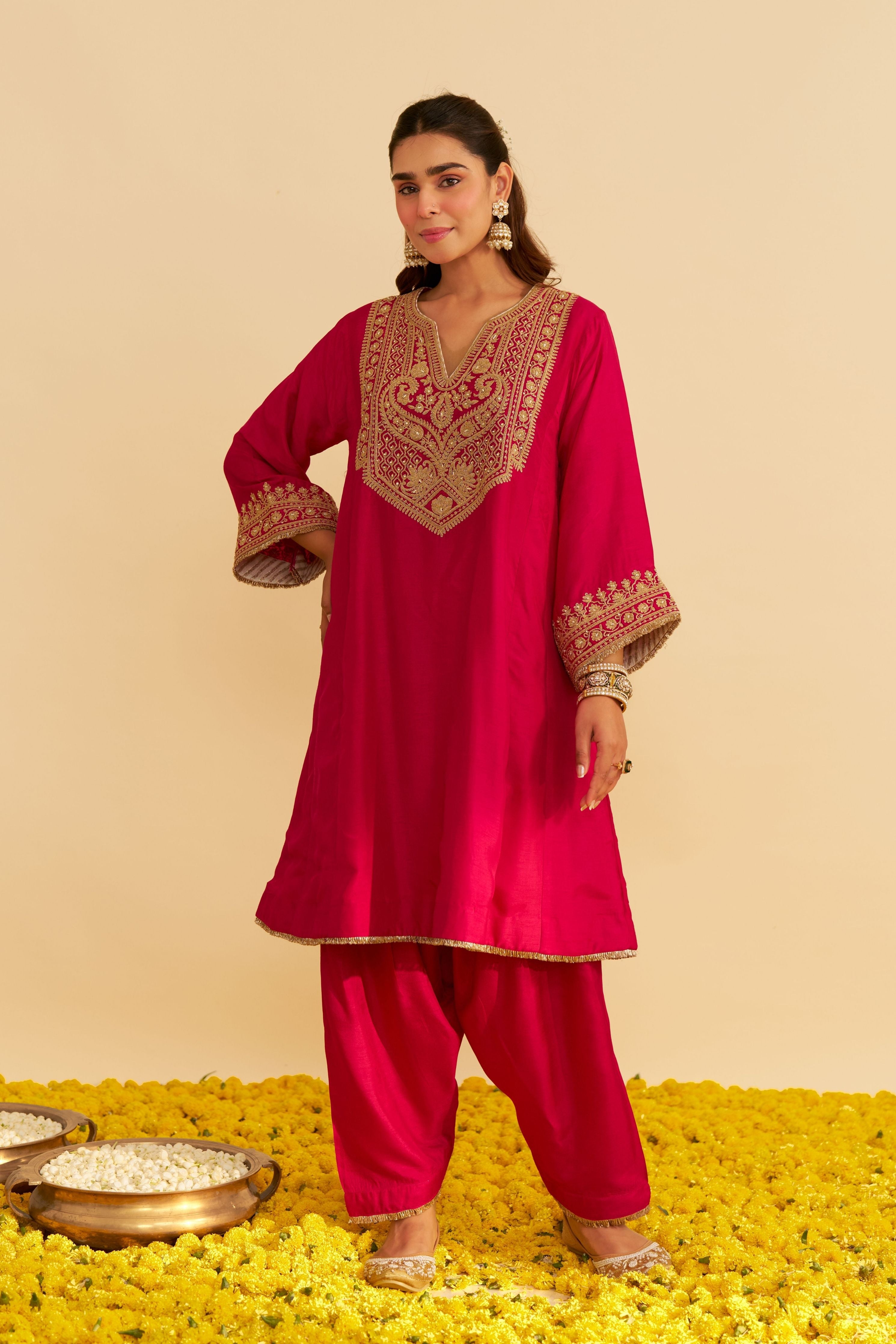 Mehza Short Chauga With Salwar And Dupatta