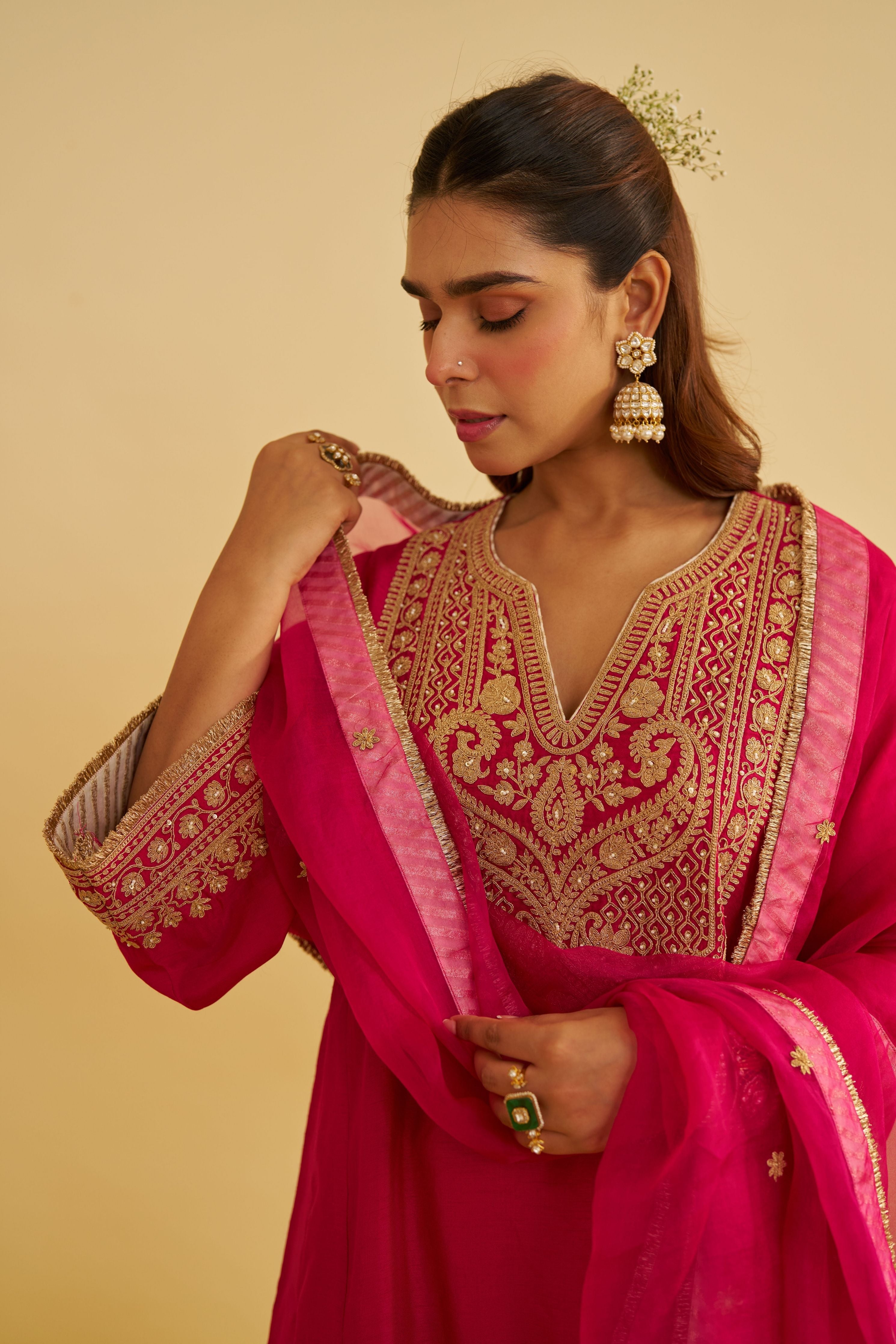 Mehza Short Chauga With Salwar And Dupatta