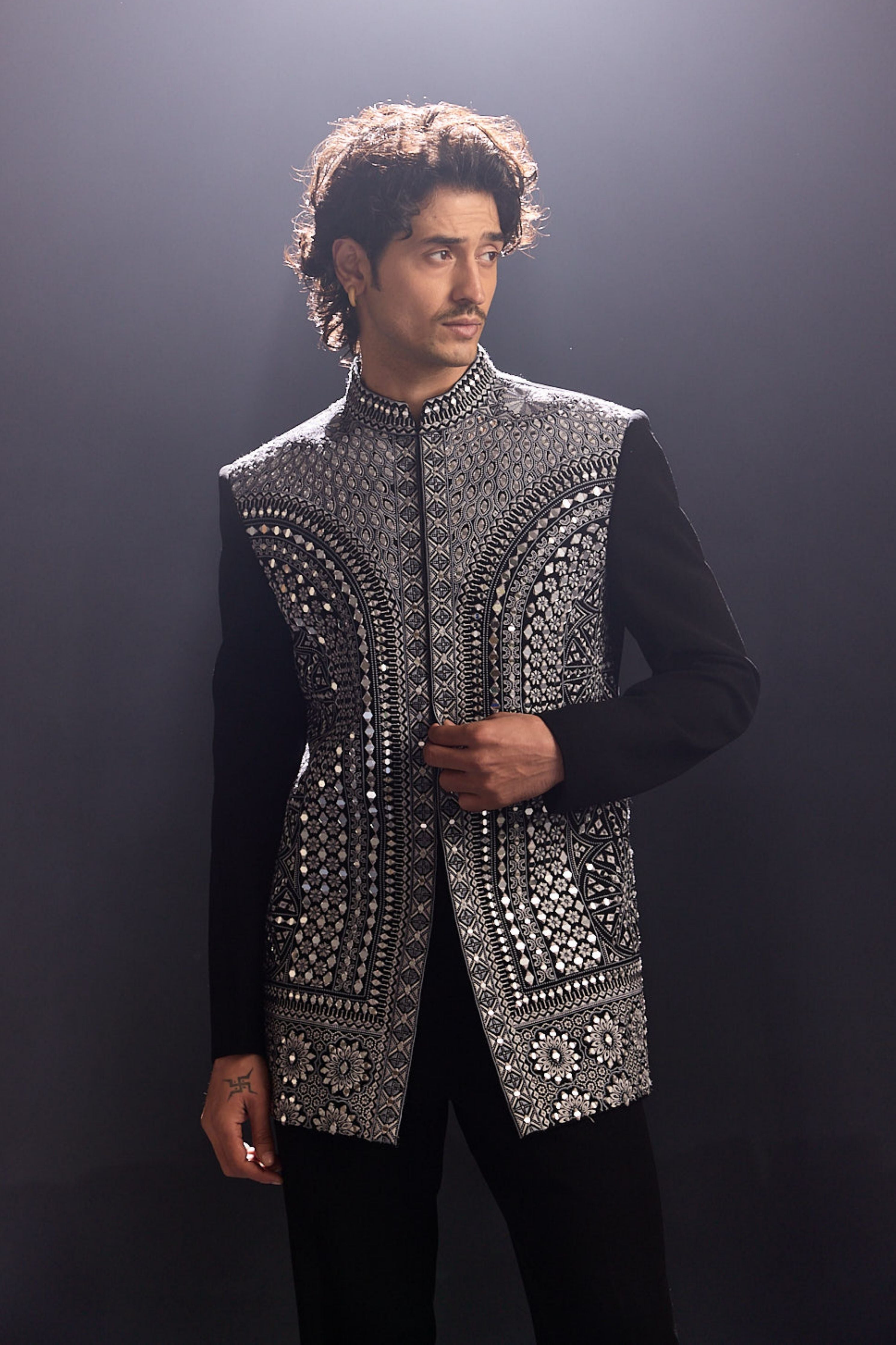 Mirror Work Jodhpuri Jacket Set