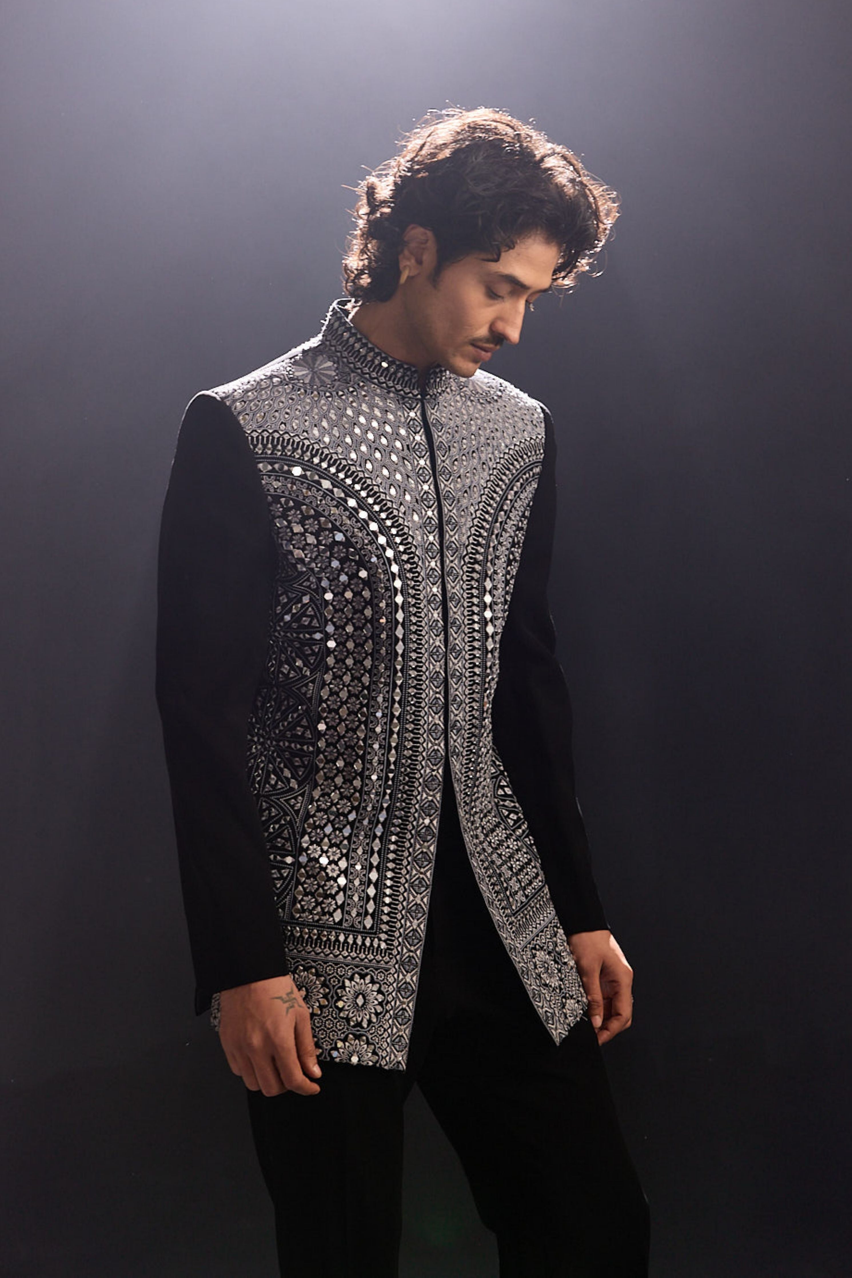 Mirror Work Jodhpuri Jacket Set