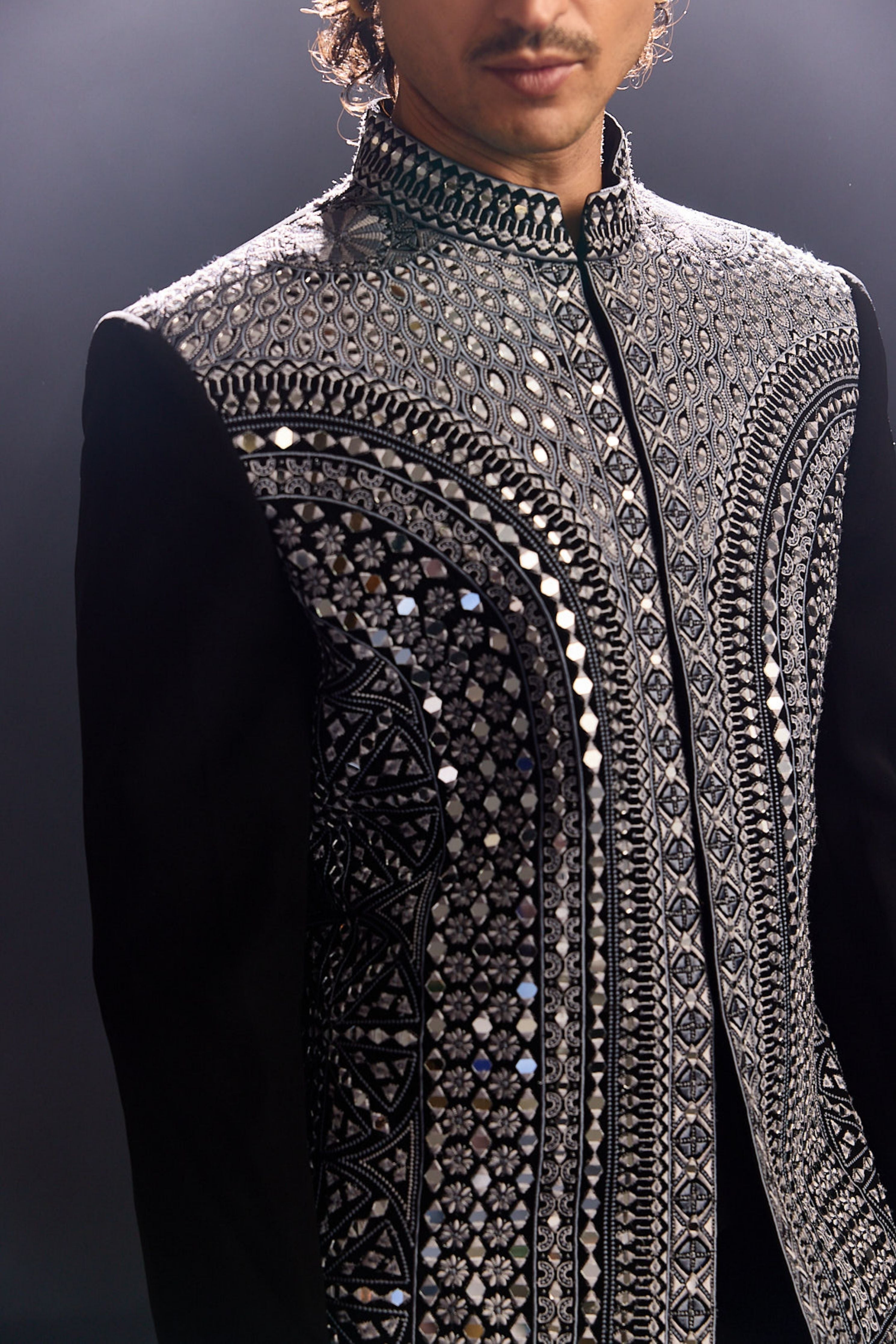Mirror Work Jodhpuri Jacket Set
