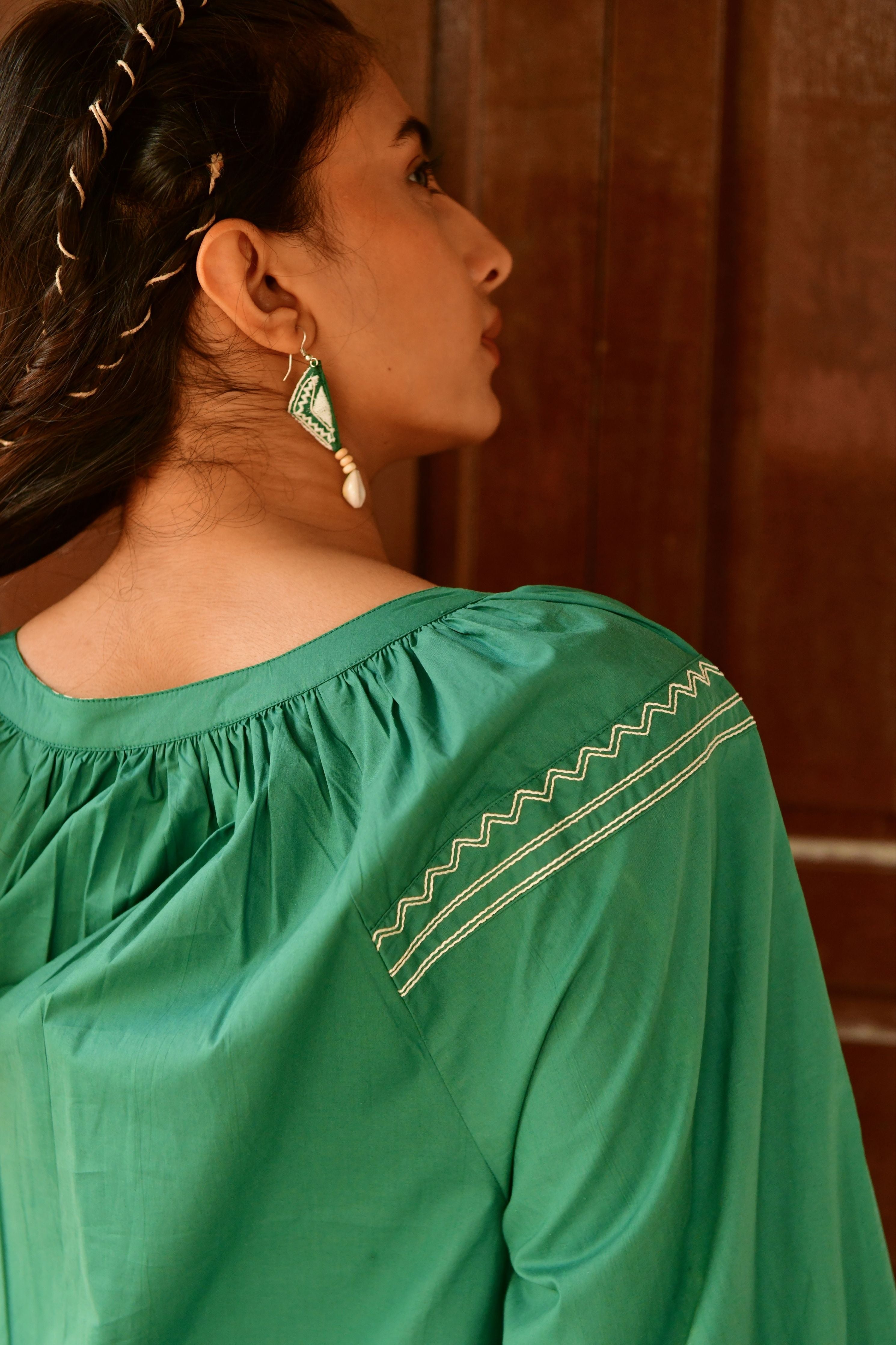 Moon Green Embroidery Dress