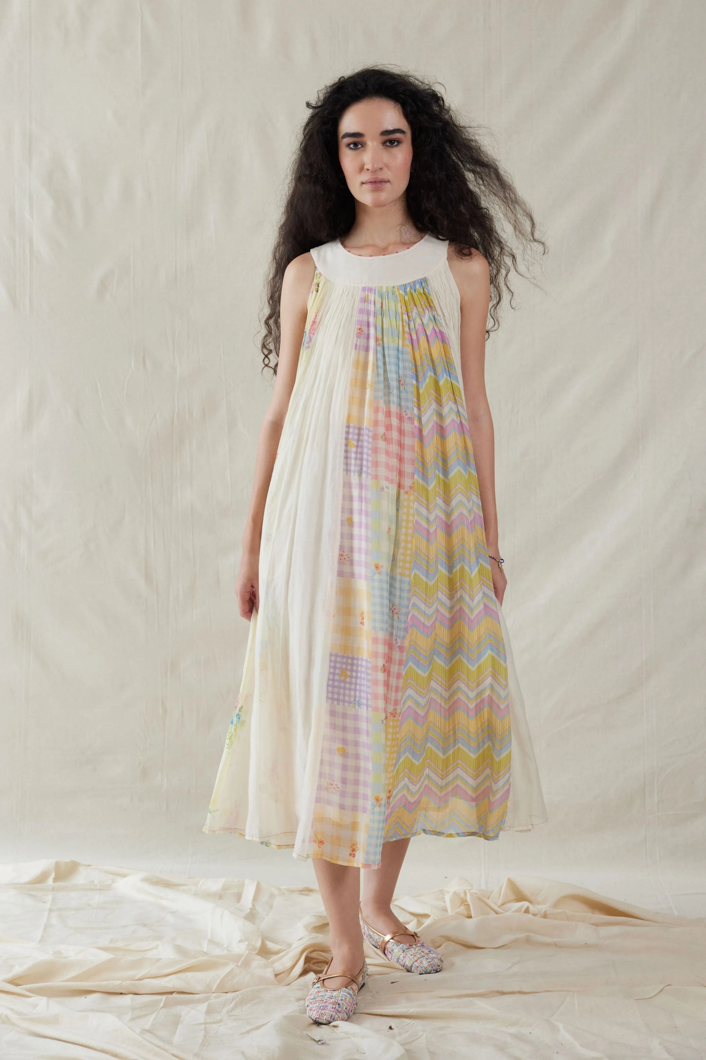 Multi Hand Woven Cotton Silk Dress
