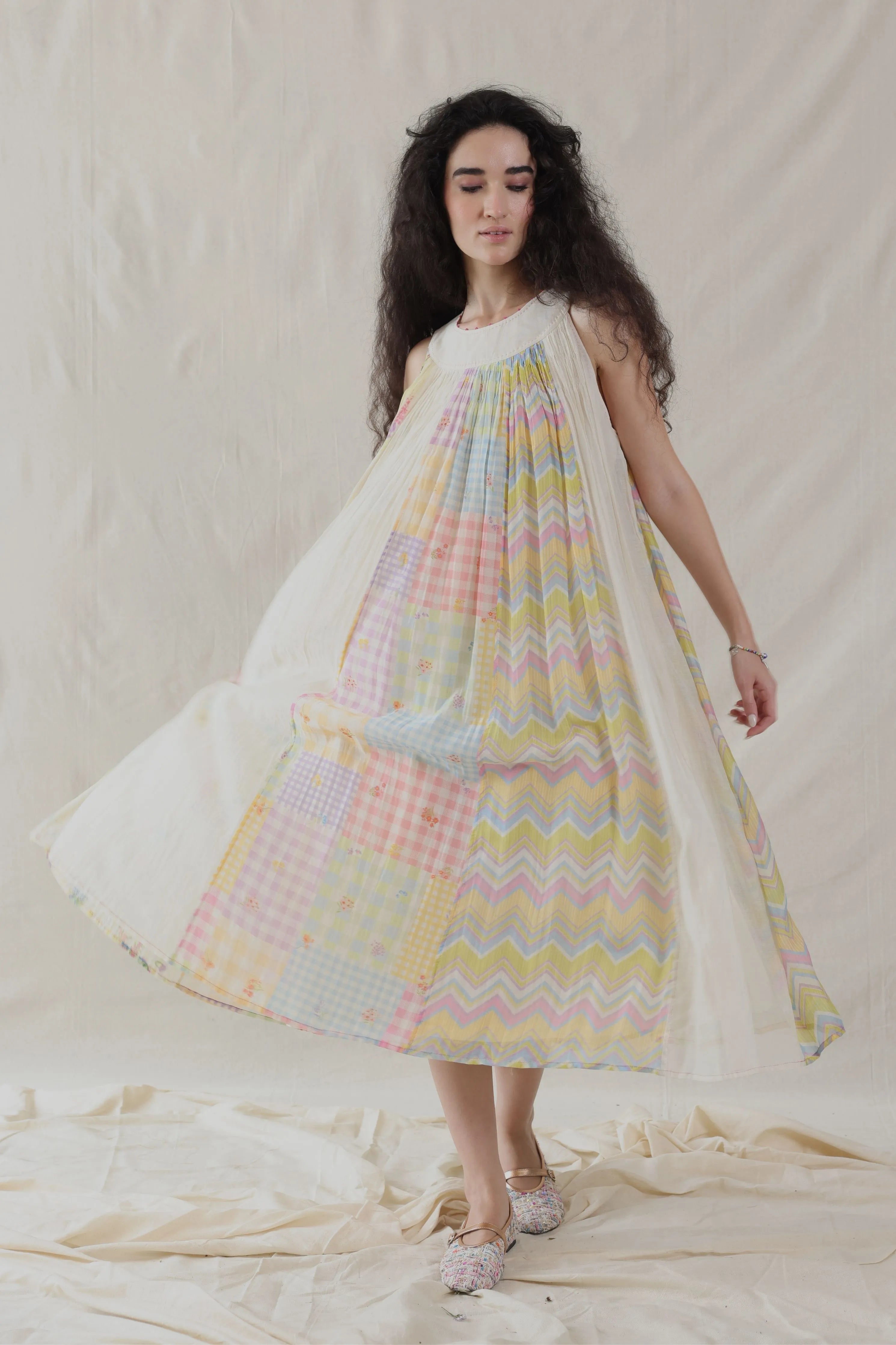 Multi Hand Woven Cotton Silk Dress