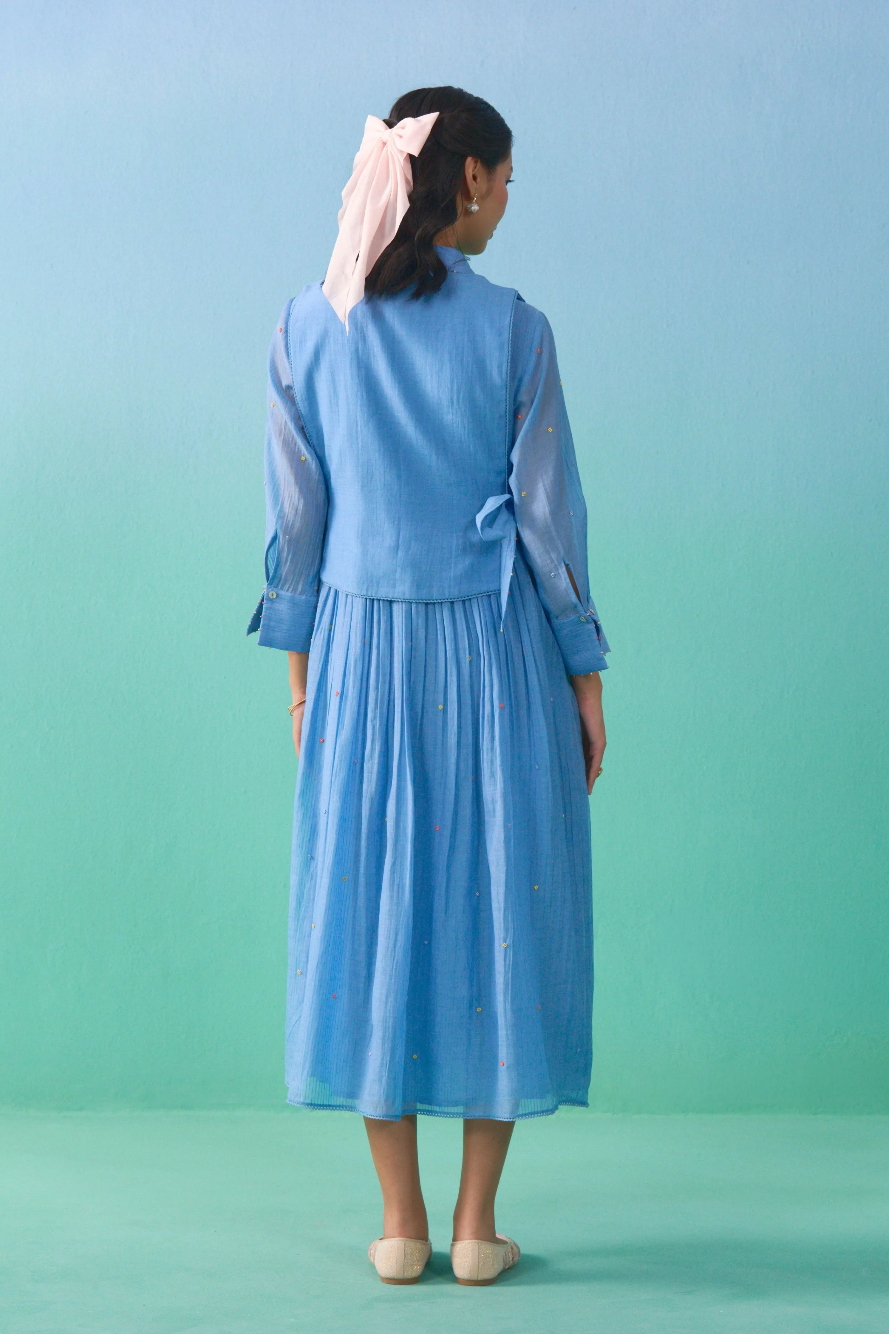 Blue Fluer Bib Dress