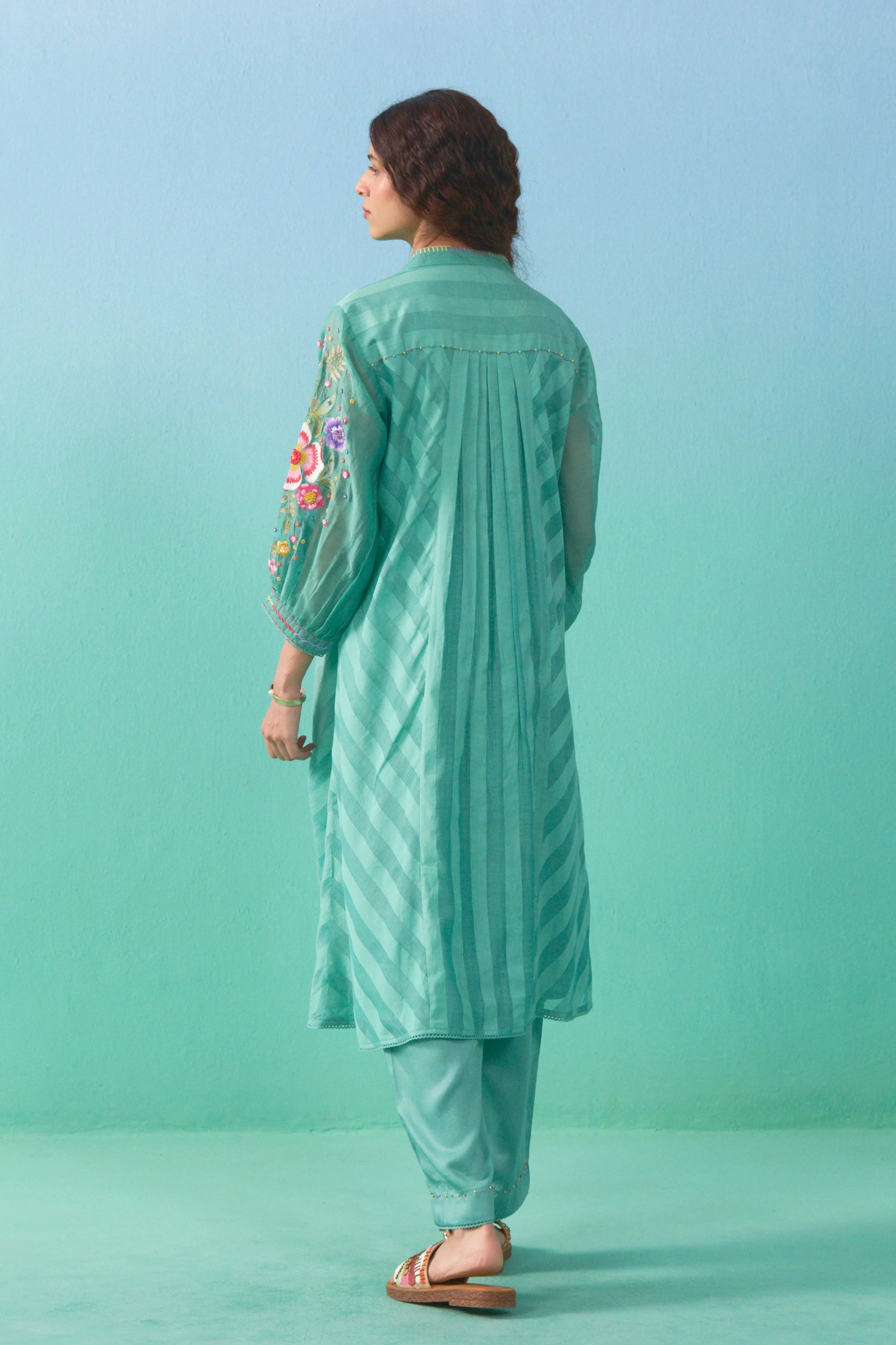 Matcha Green Aasma Button Down Kurta Set
