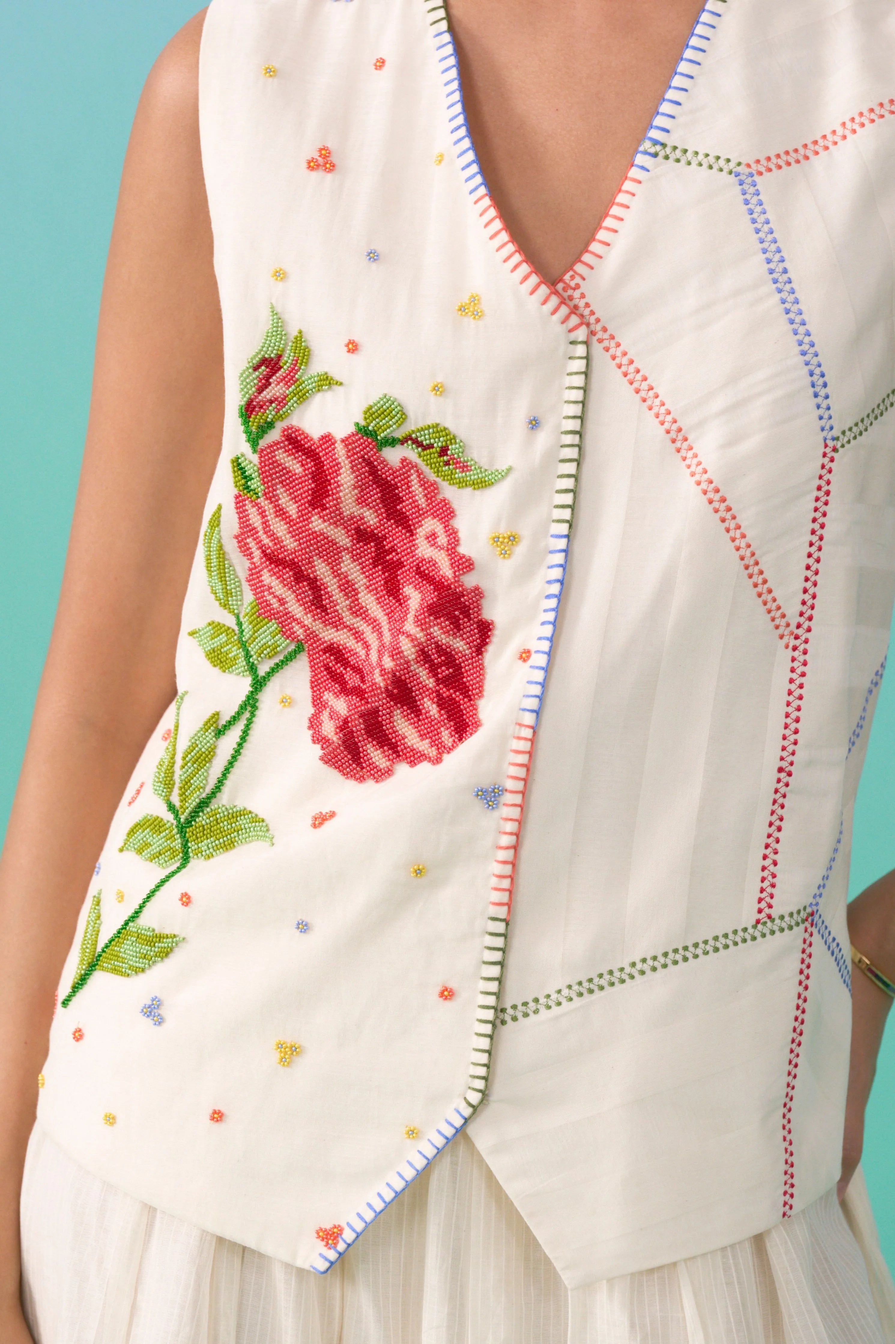 Floral Drift Vest Overlay Set