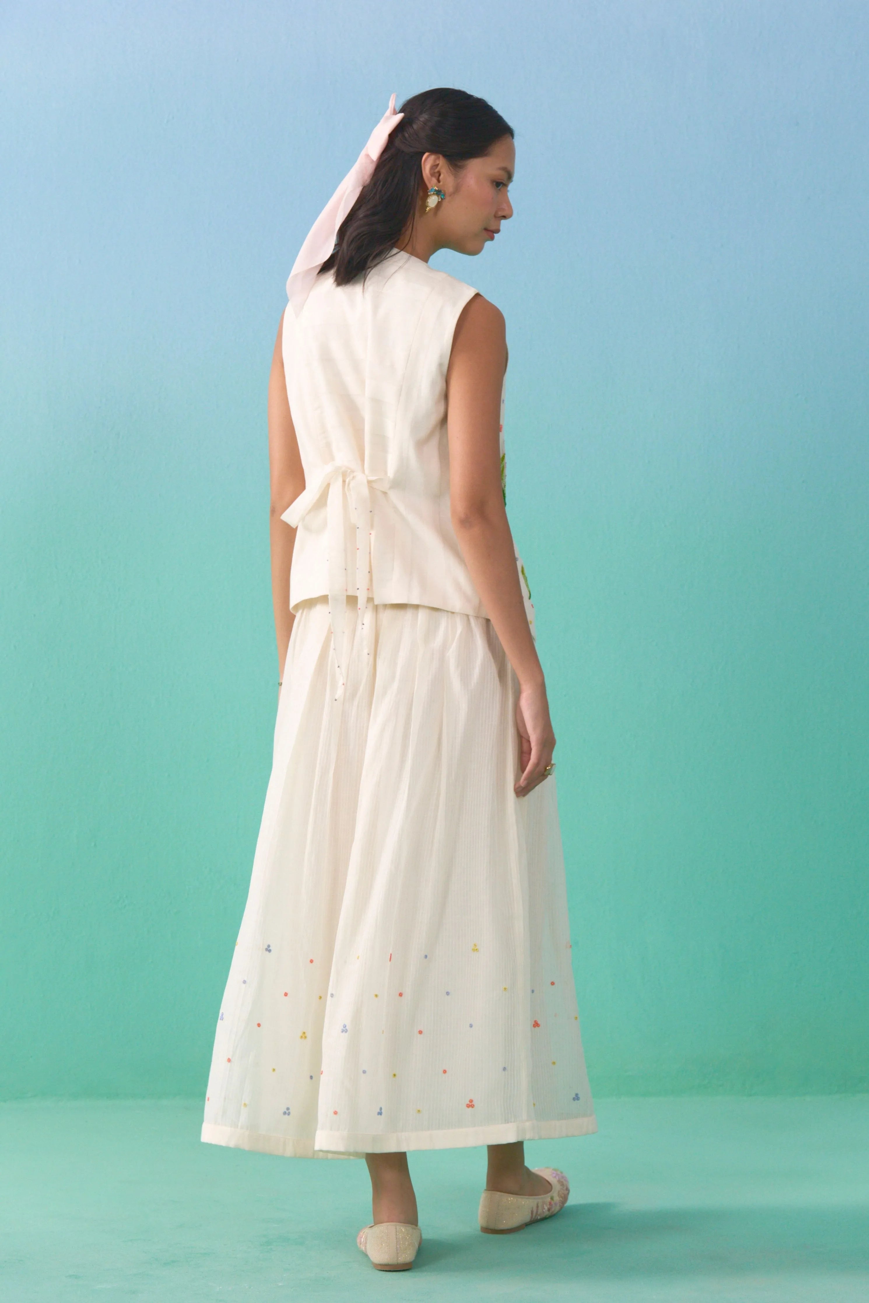 Floral Drift Vest Overlay Set