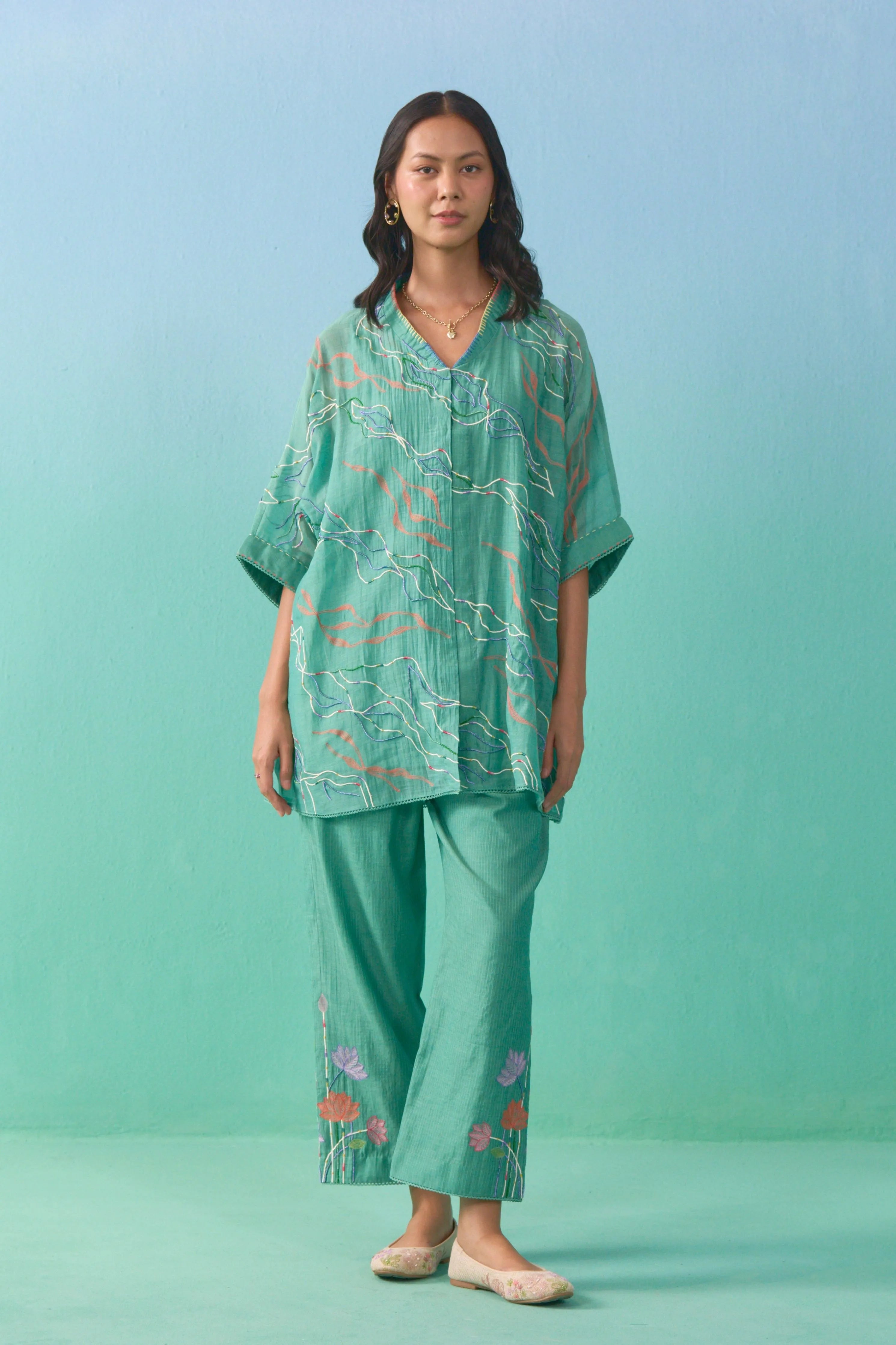 Matcha Nasrin Flared Co-Ord Set