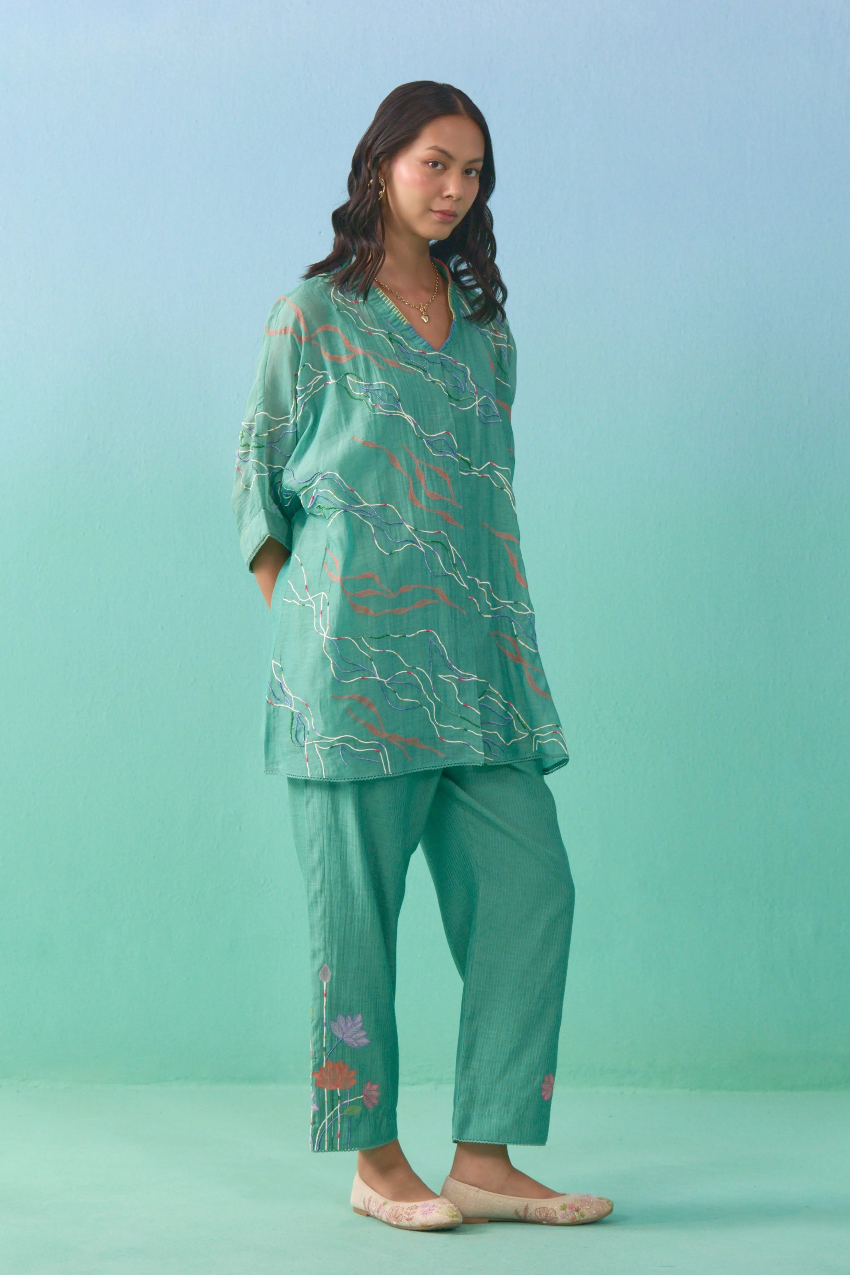 Matcha Nasrin Flared Co-Ord Set