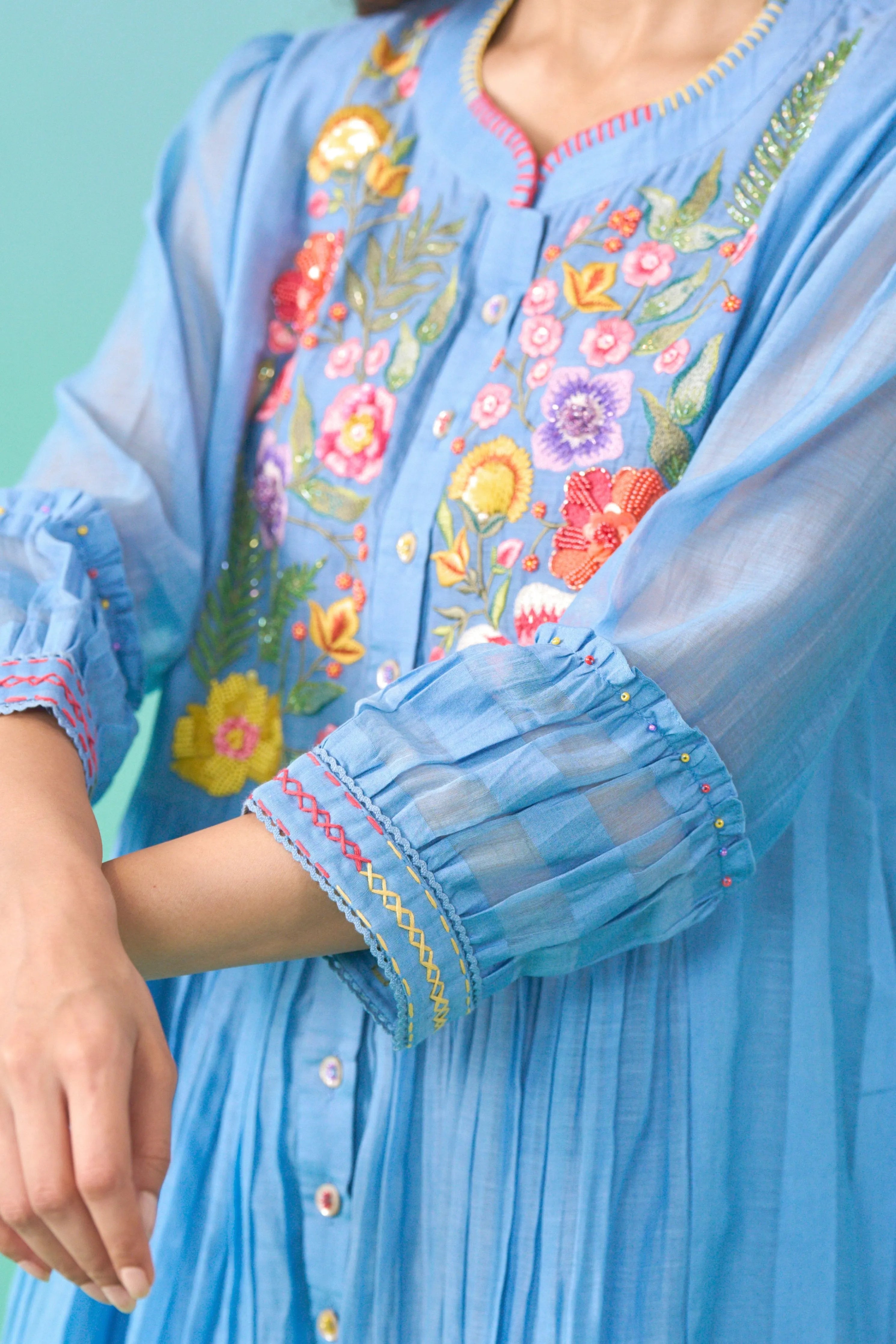 Blue Ziba Flared Co-Ord Set